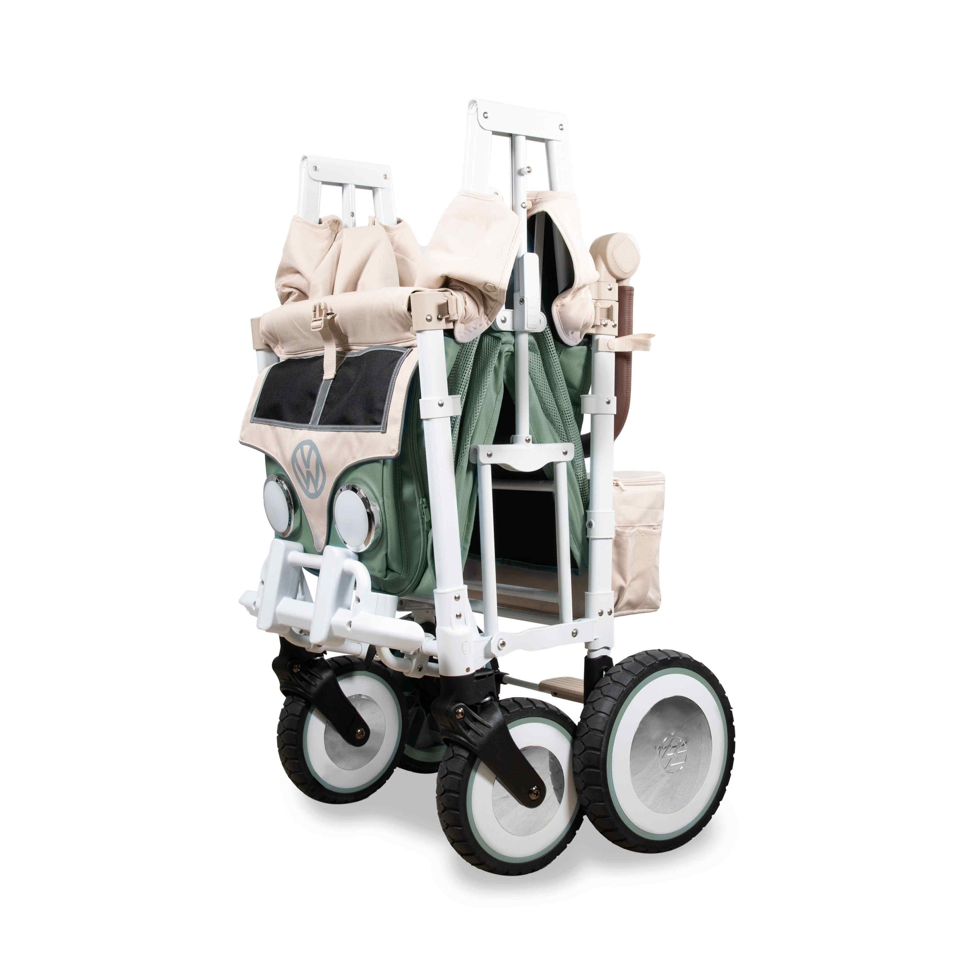 VW2 Volkswagen Stroller Wagon - Side View of the Folded Wagon Green