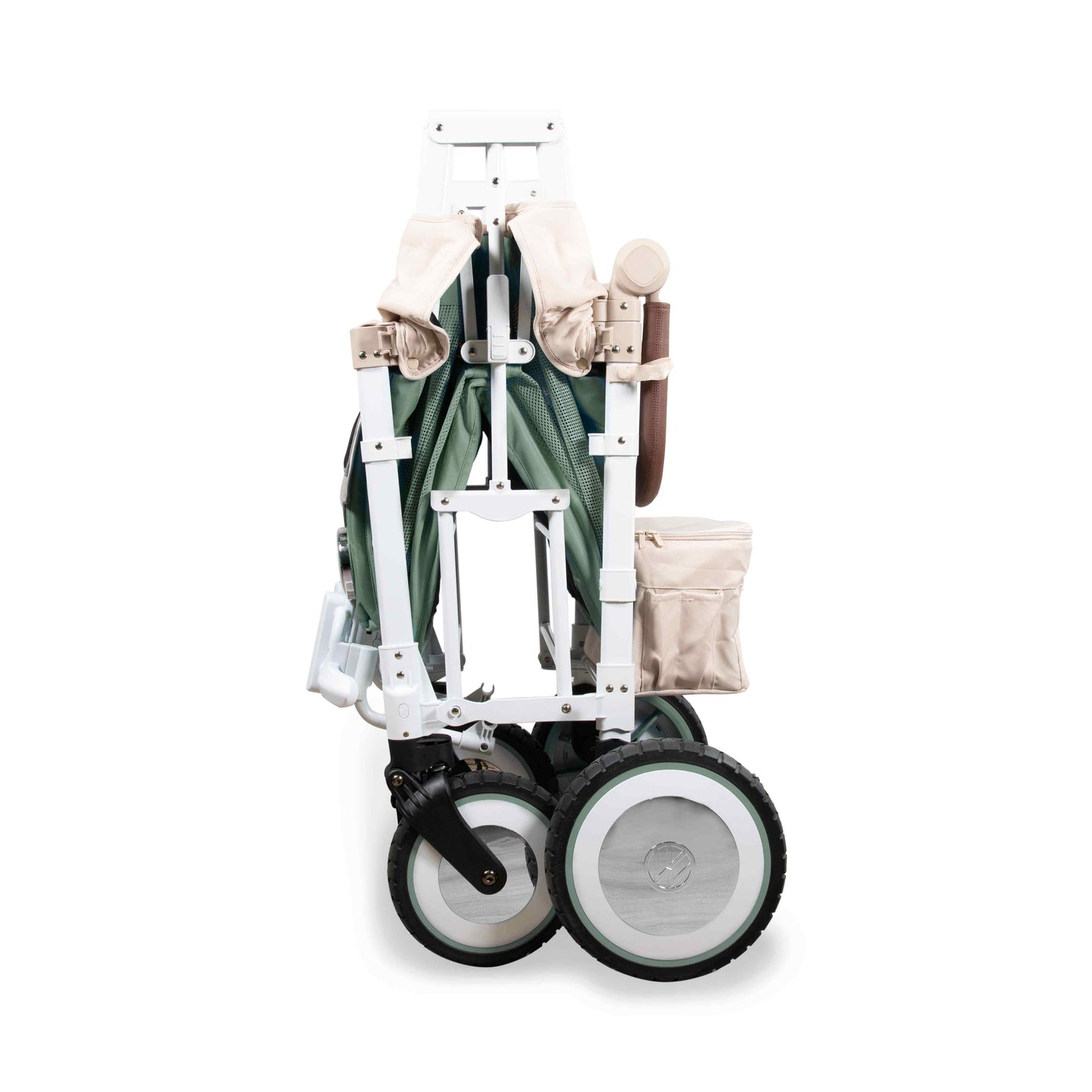 VW2 Volkswagen Stroller Wagon - Side View of the Folded Wagon Green