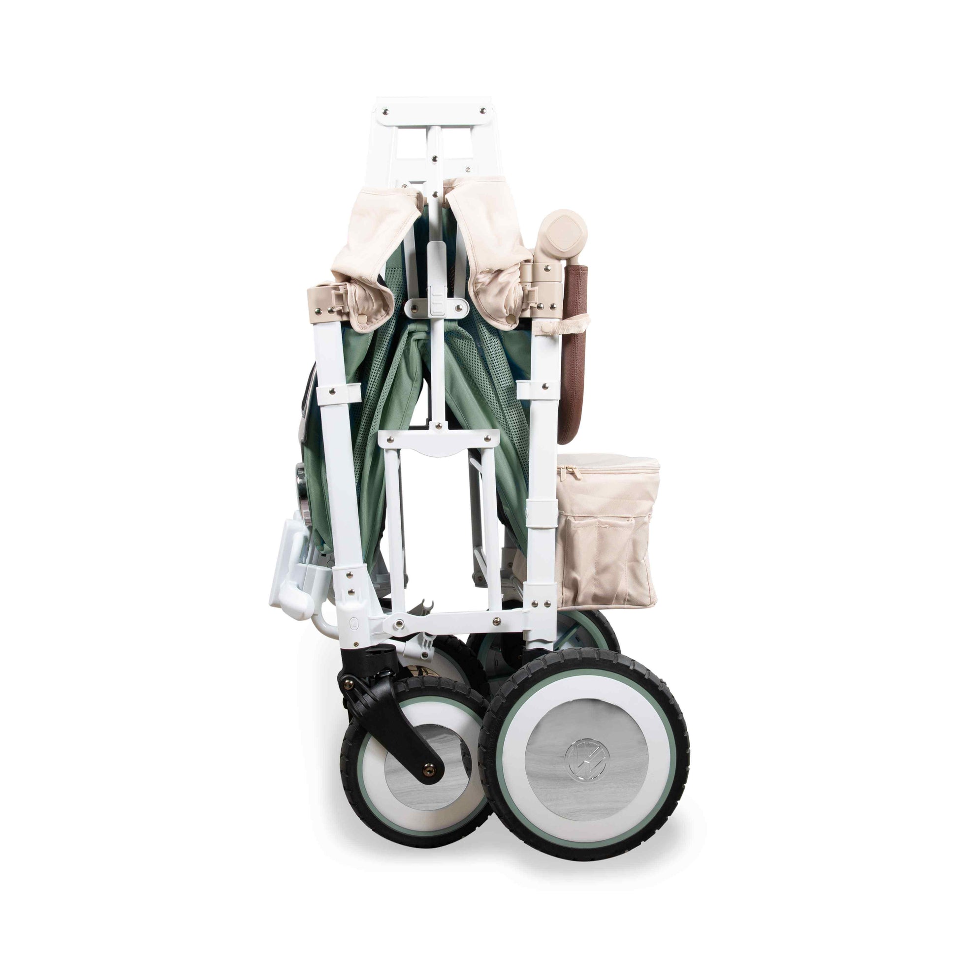 VW2 Volkswagen Stroller Wagon - Side View of the Folded Wagon Green