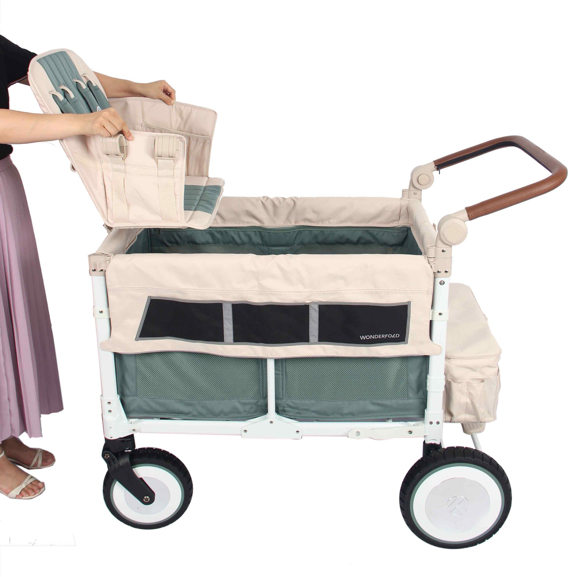 VW4 Volkswagen Stroller Wagon - Side View of the Wagon Green