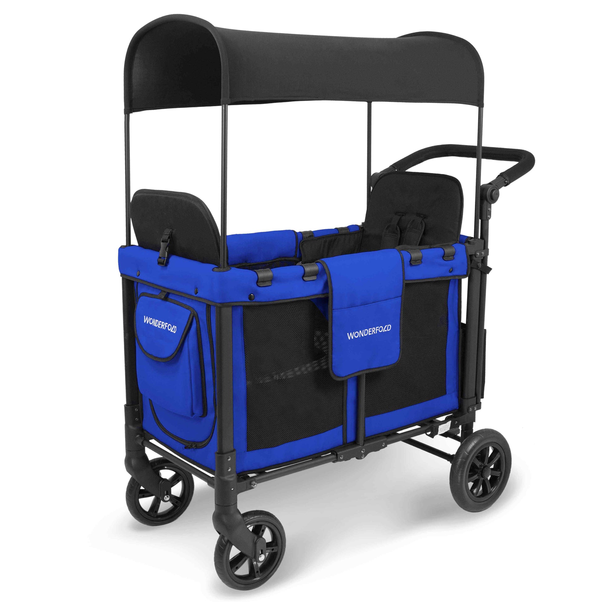 W2 Original + Double Stroller Wagon - Inclined Side View of W2 Original + Double Stroller Wagon Blue