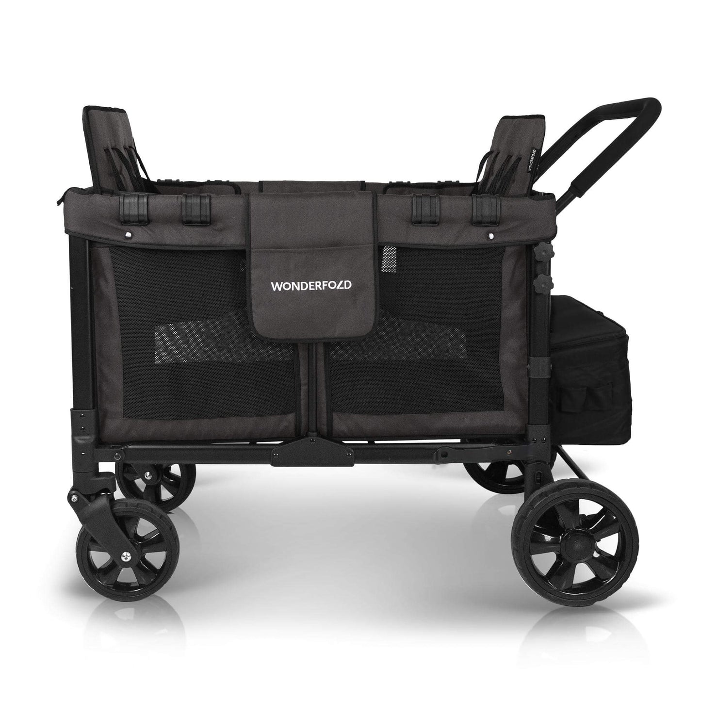 W4 Original Quad Stroller Wagon - Side View of the Wagon Black
