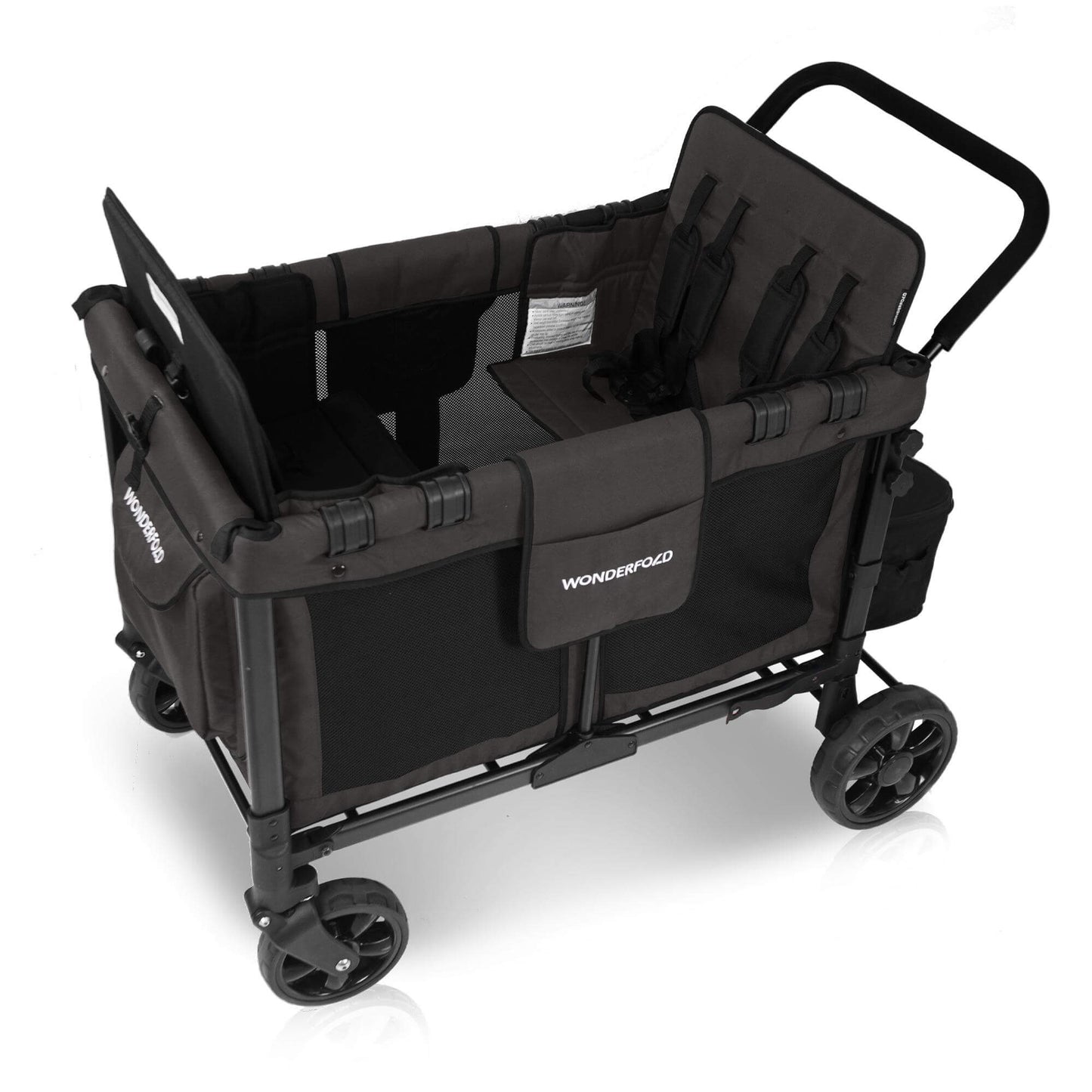 W4 Original Quad Stroller Wagon - Top Inclined View of the Wagon Black