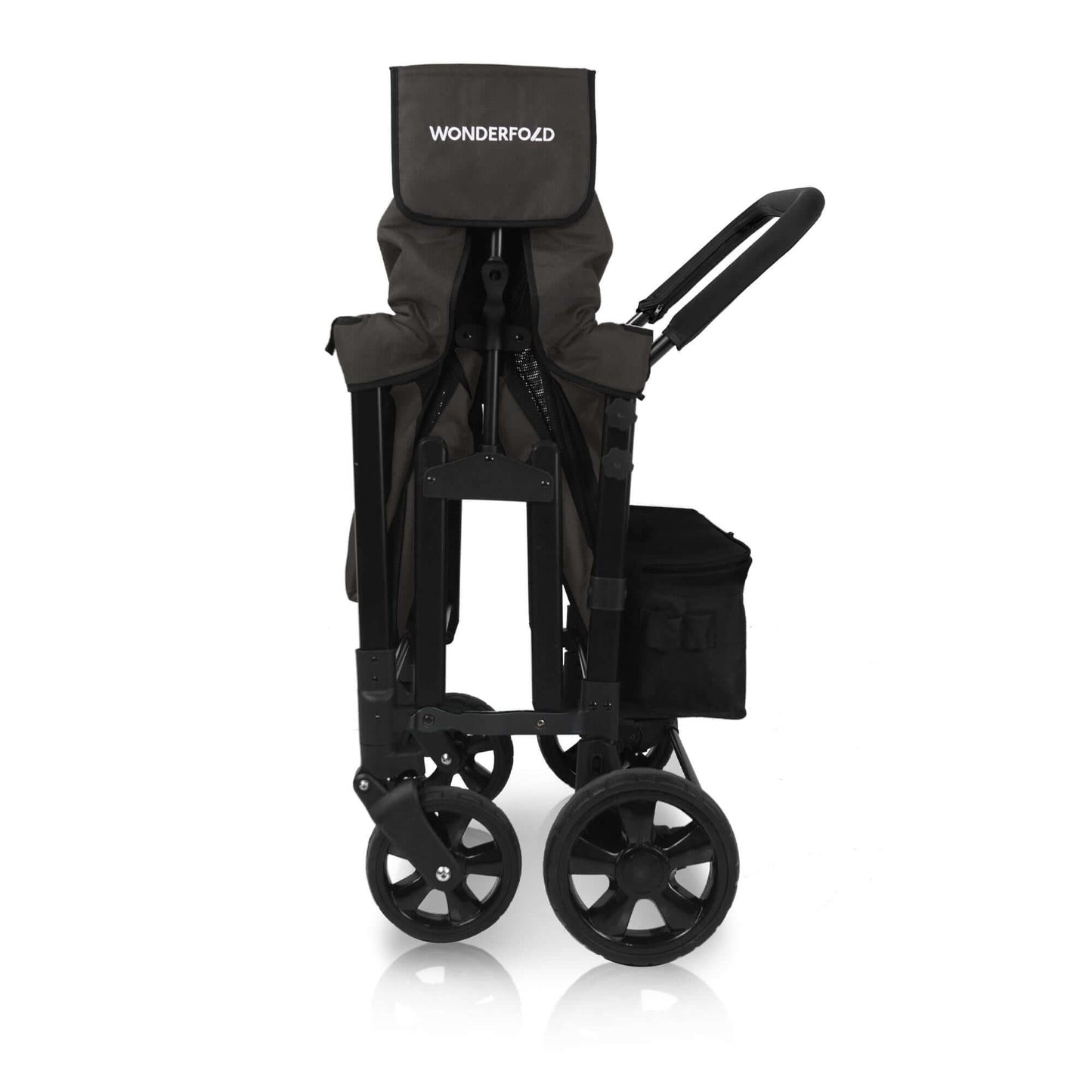W4 Original Quad Stroller Wagon - Side View of the Folded Wagon Black