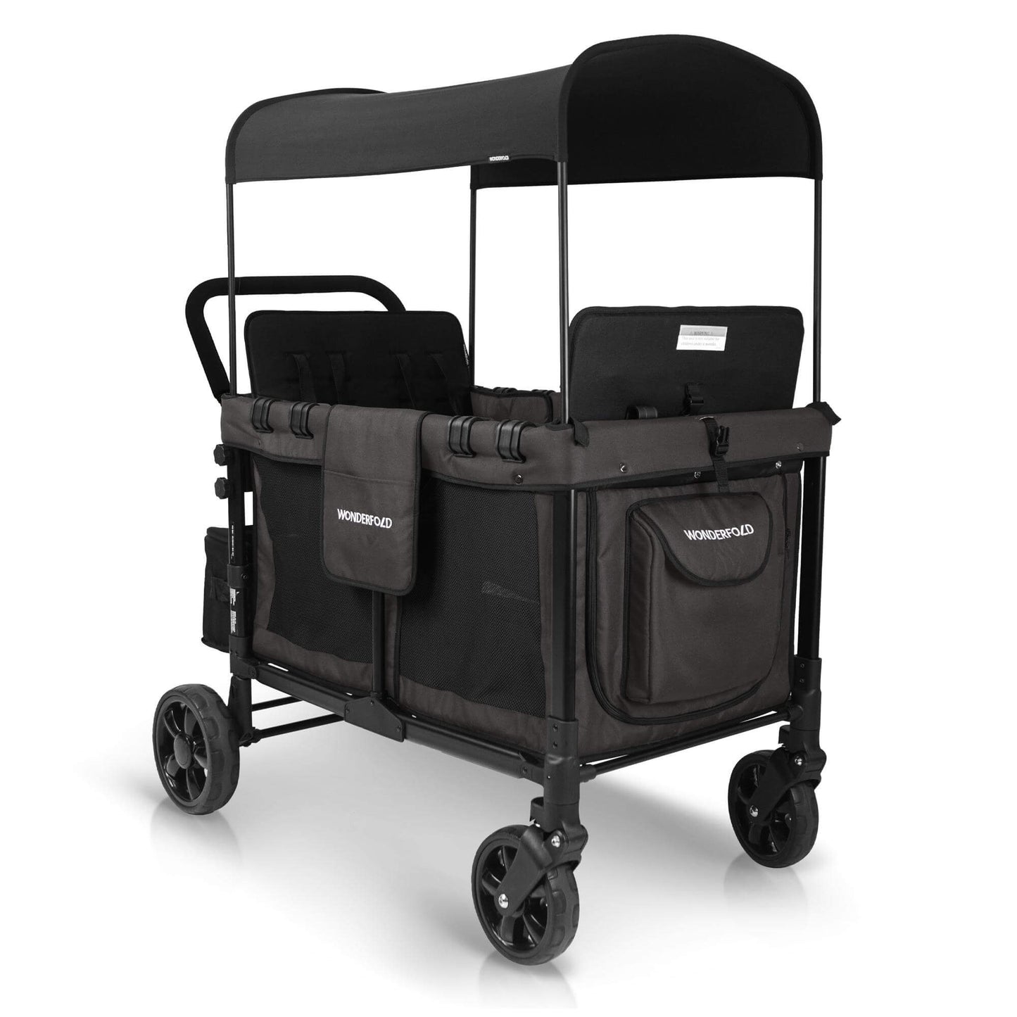 W4 Original Quad Stroller Wagon - Inclined Front Image of Wagon Black