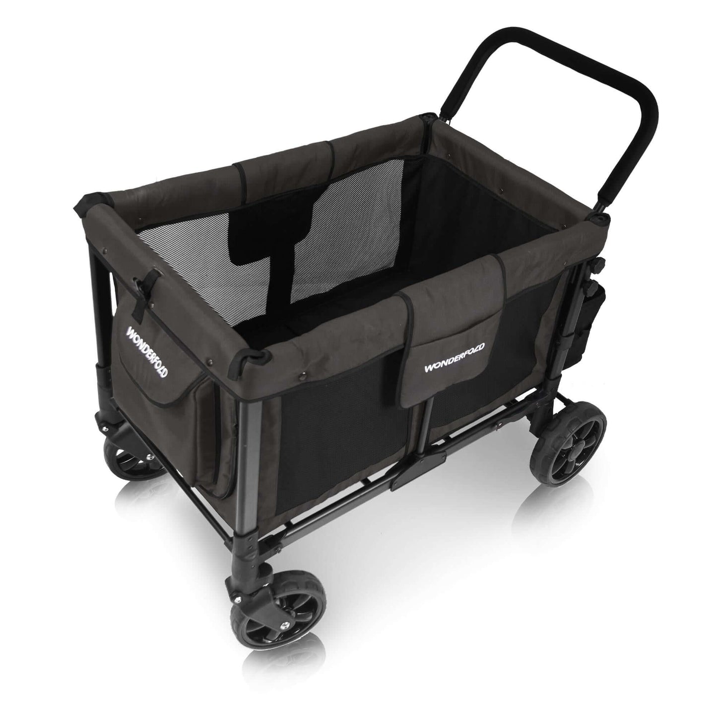 W4 Original Quad Stroller Wagon - Top Inclined View of the Wagon Black
