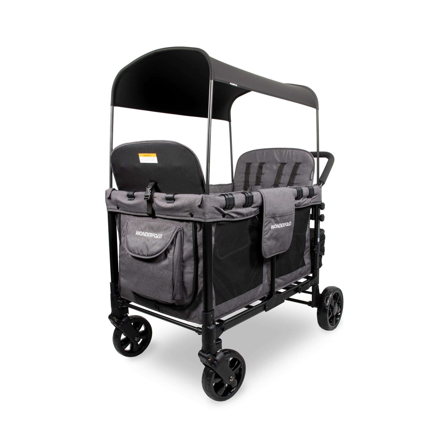 W4 Original Quad Stroller Wagon - Inclined Front View of the Wagon Gray