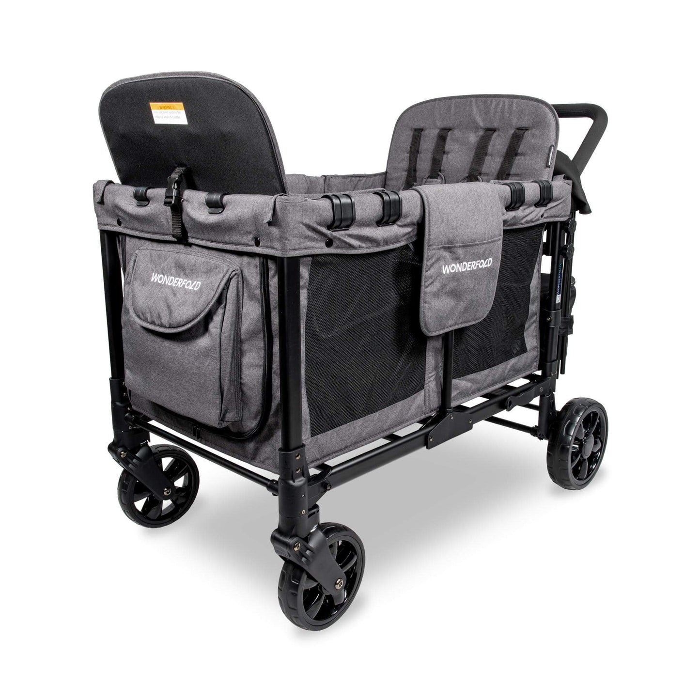W4 Original Quad Stroller Wagon - Inclined Front View of the Wagon Gray