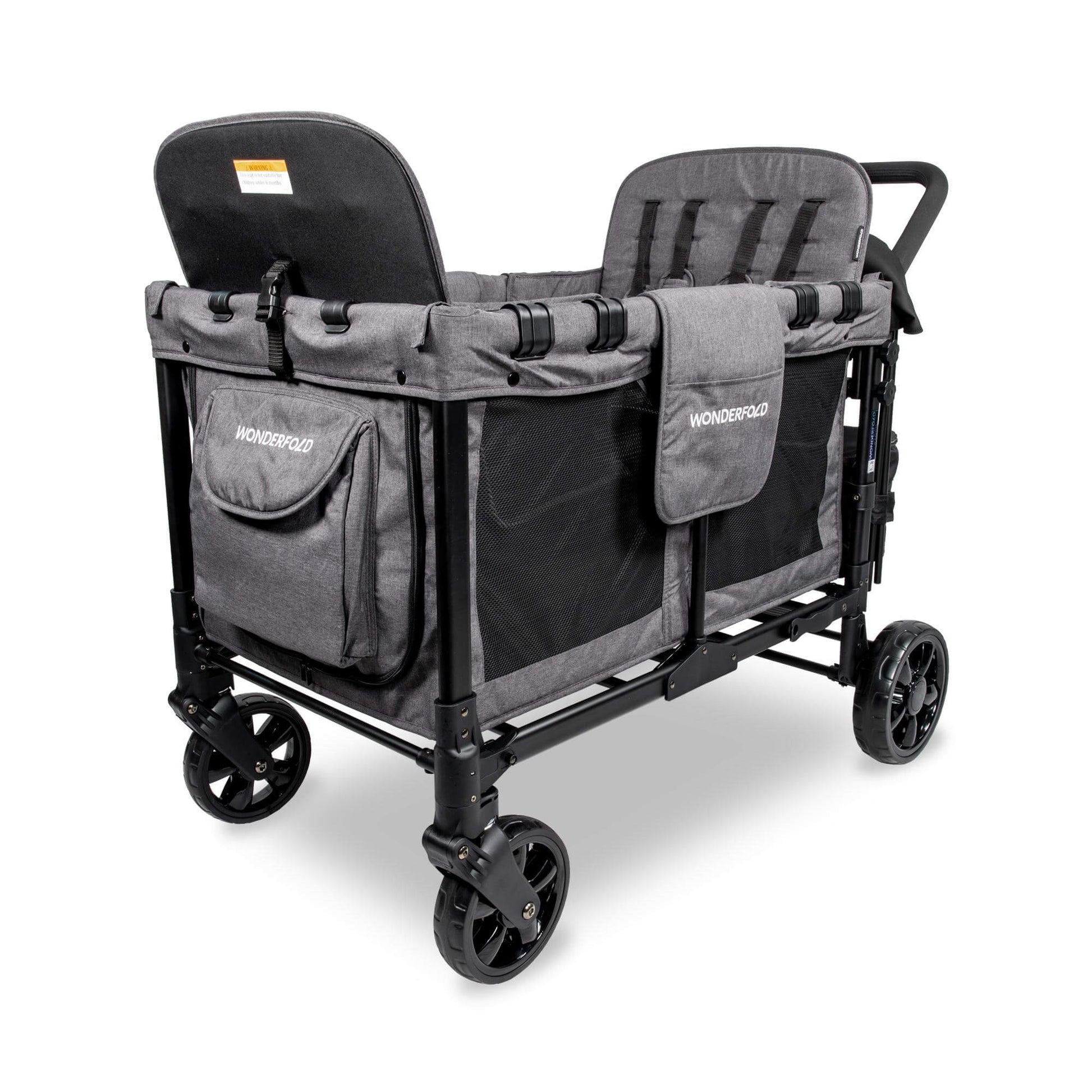 W4 Original Quad Stroller Wagon - Inclined Front View of the Wagon Gray