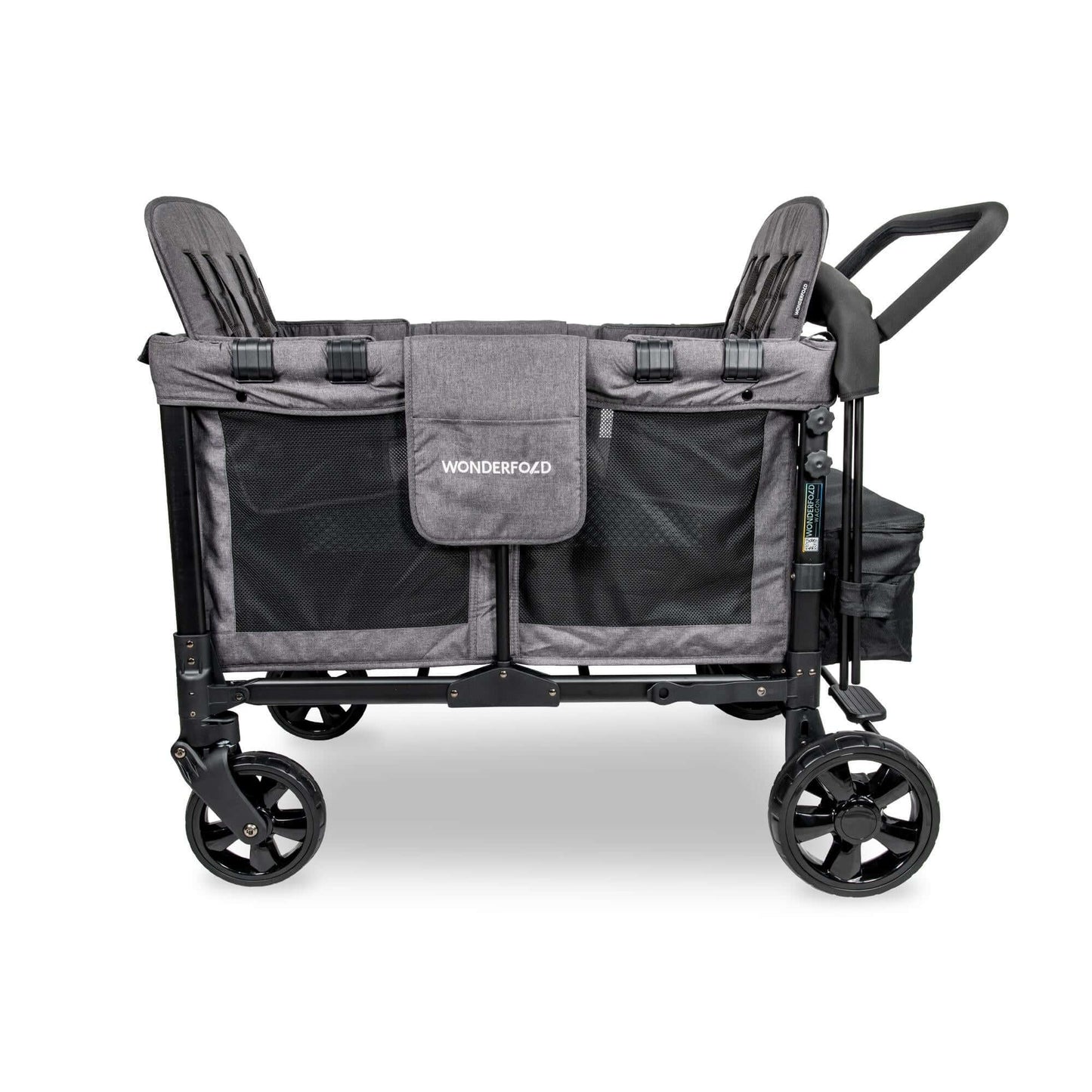 W4 Original Quad Stroller Wagon - Side View of the Wagon Gray