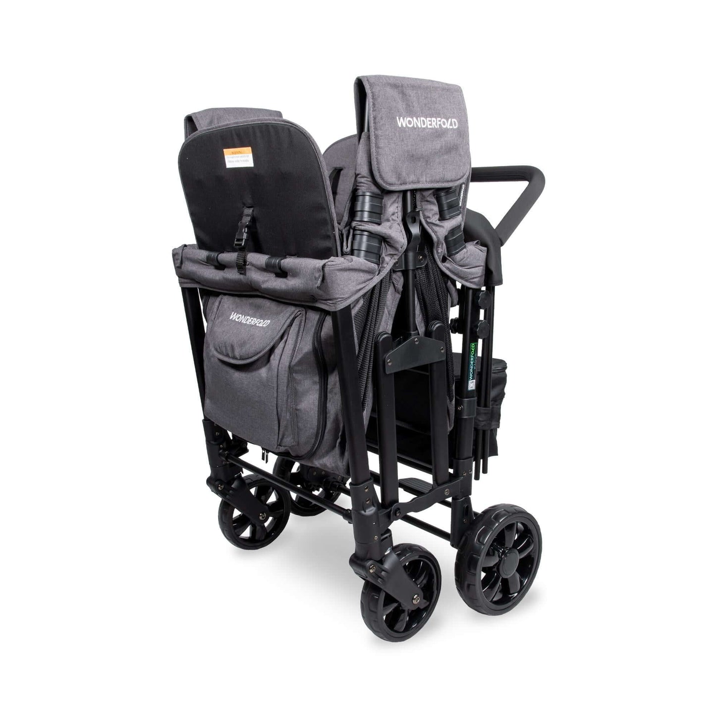 W4 Original Quad Stroller Wagon - Side View of the Folded Wagon Gray
