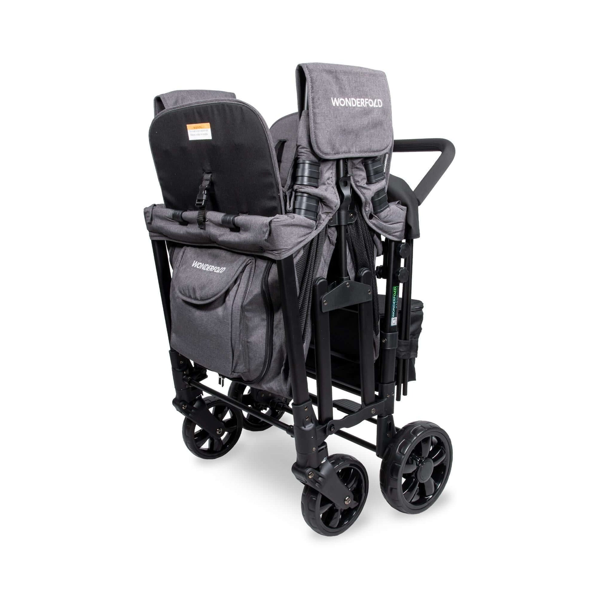 W4 Original Quad Stroller Wagon - Side View of the Folded Wagon Gray