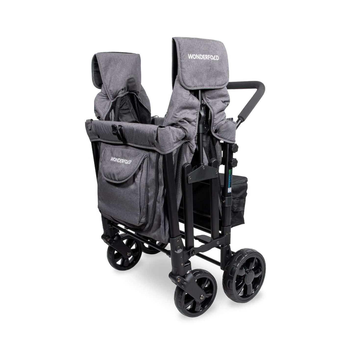 W4 Original Quad Stroller Wagon - Side View of the Folded Wagon Gray