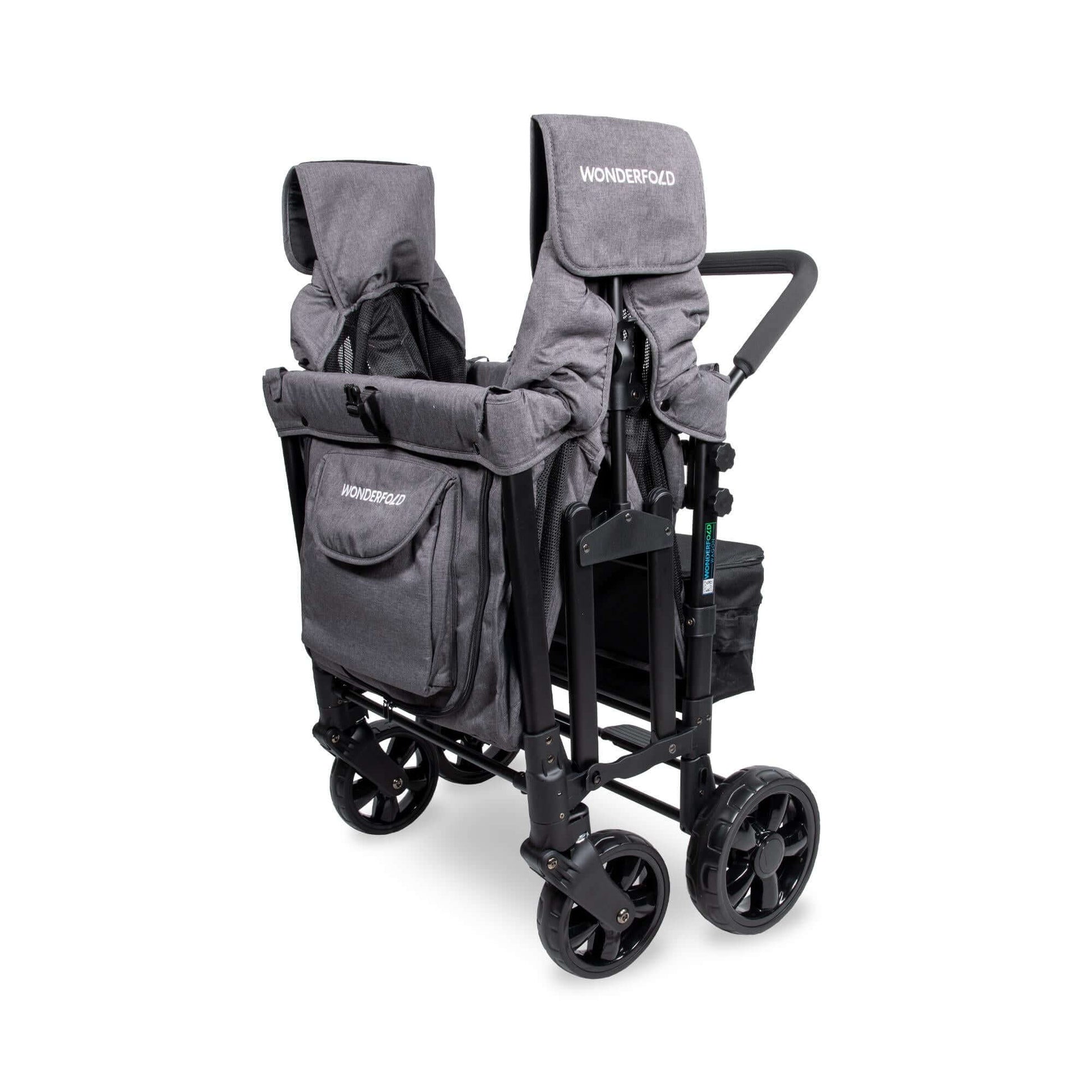 W4 Original Quad Stroller Wagon - Side View of the Folded Wagon Gray