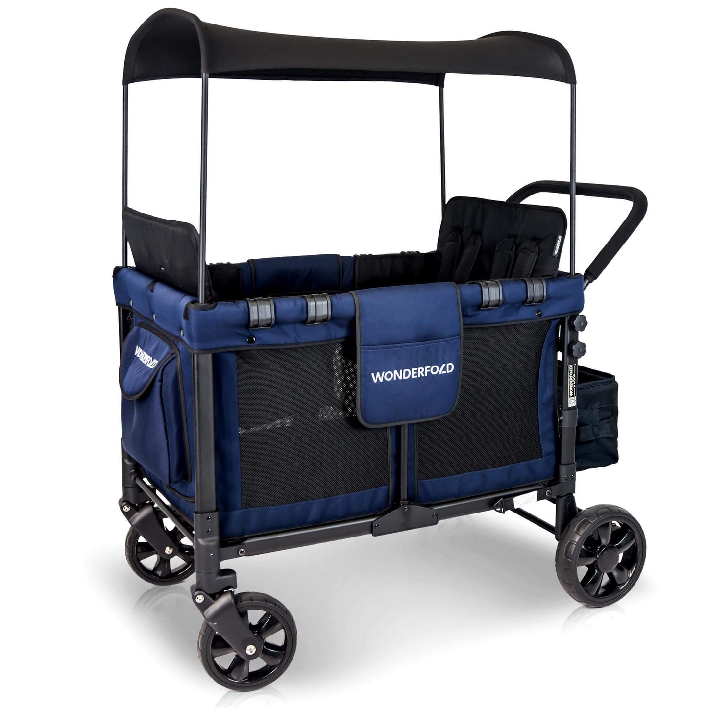 W4 Original Quad Stroller Wagon - Inclined Side View of the Product Wagon Blue