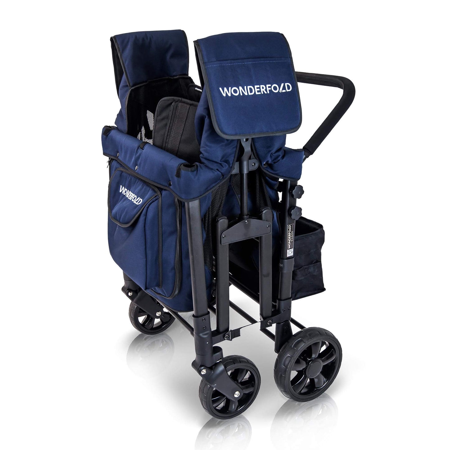 W4 Original Quad Stroller Wagon - Side View of the Folded Product Wagon Blue