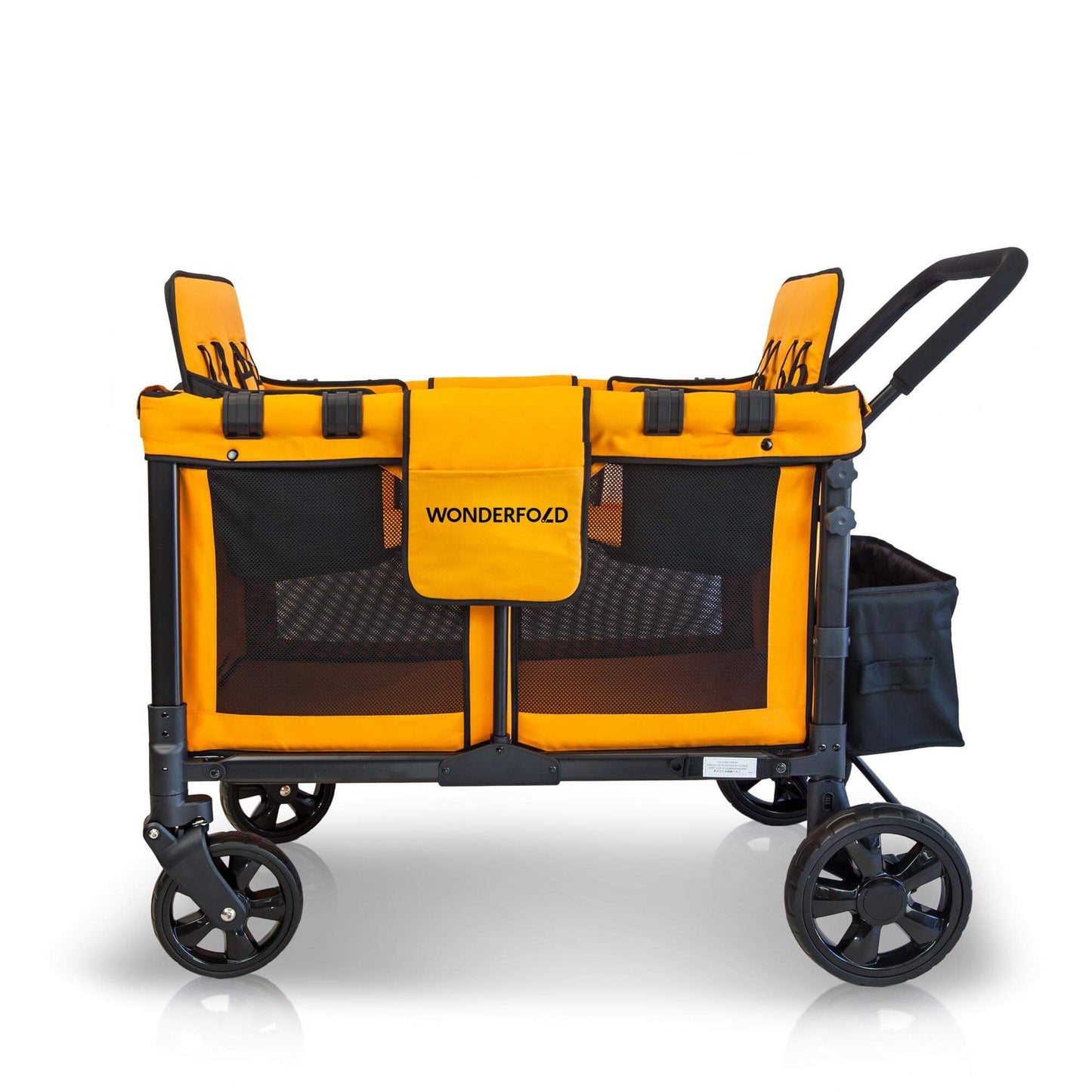 W4 Original Quad Stroller Wagon - Side View of the Wagon Orange
