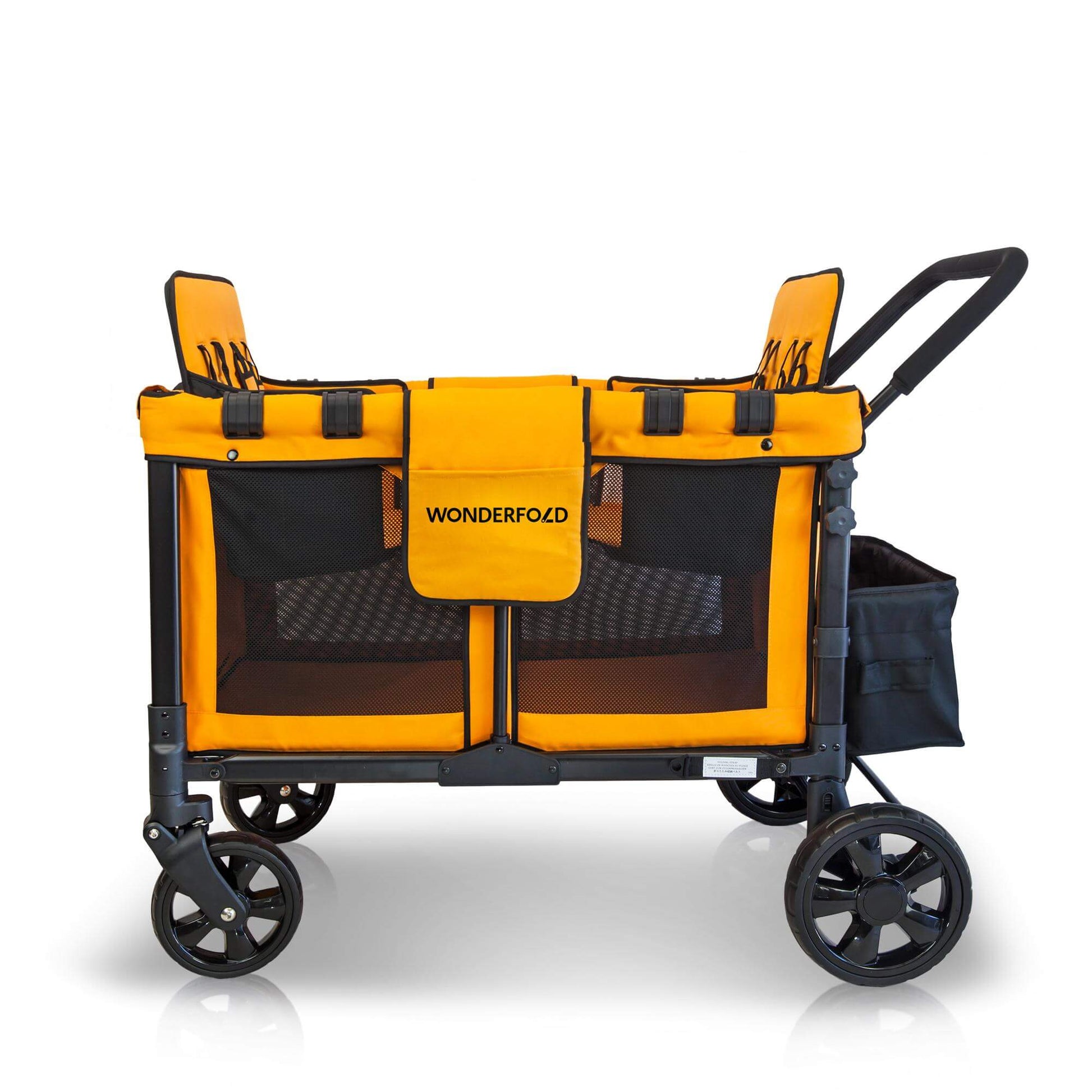 W4 Original Quad Stroller Wagon - Side View of the Wagon Orange