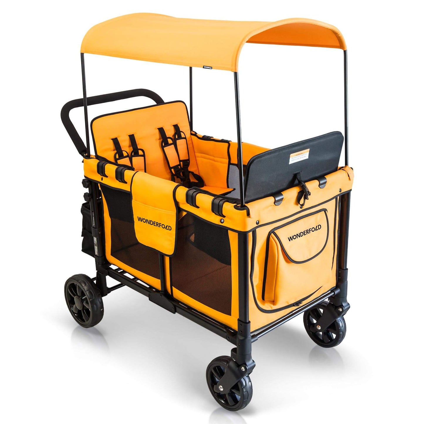 W4 Original Quad Stroller Wagon - Inclined Front View of the Wagon Orange