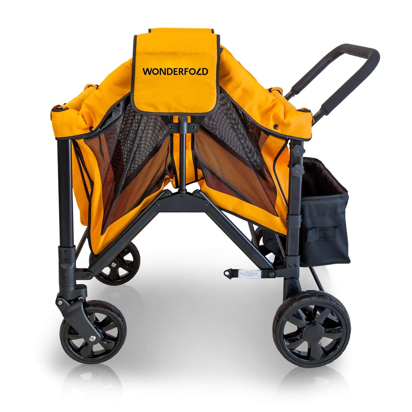 W4 Original Quad Stroller Wagon - Side View of the Folded Wagon Orange