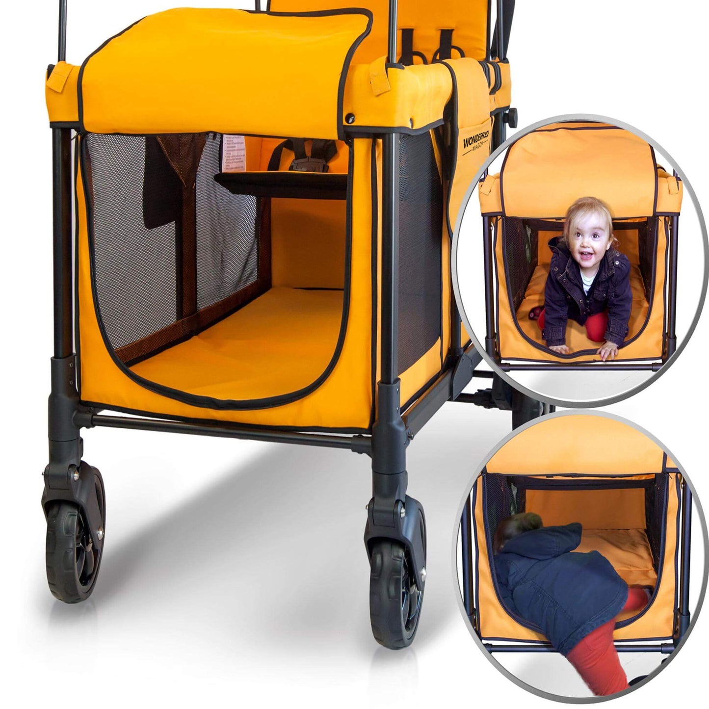 W4 Original Quad Stroller Wagon - Product Feature Image Wagon Orange