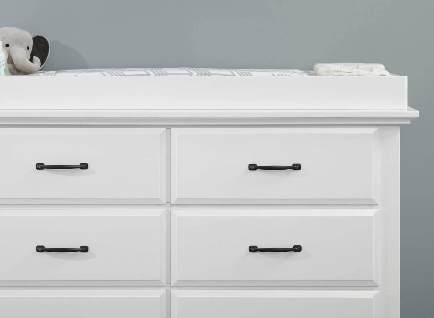 Willowbrook 6 Drawer Dresser - Zoomed Lifestyle Image Front View of Willowbrook 6 Drawer Dresser  White
