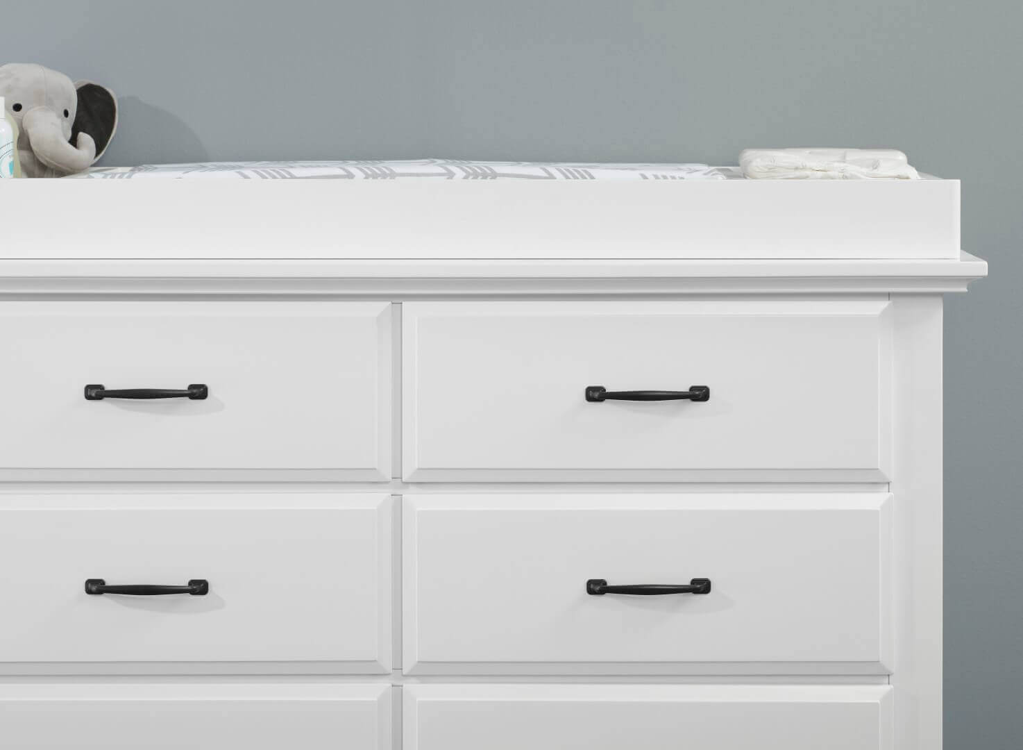 Willowbrook 6 Drawer Dresser - Zoomed Lifestyle Image Front View of Willowbrook 6 Drawer Dresser  White