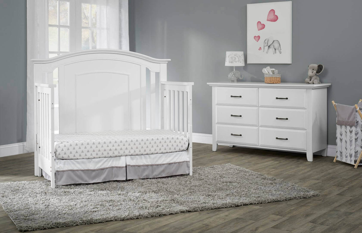 Willowbrook 4-in-1 Convertible Crib - Lifestyle Image Inclined Side View of Willowbrook Daybed White