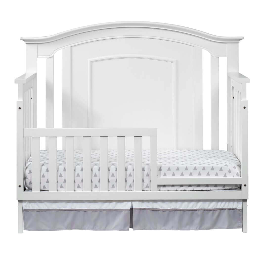 Willowbrook 4-in-1 Convertible Crib - Front View of Willowbrook 4-in-1 Convertible Crib White with Guard Rail