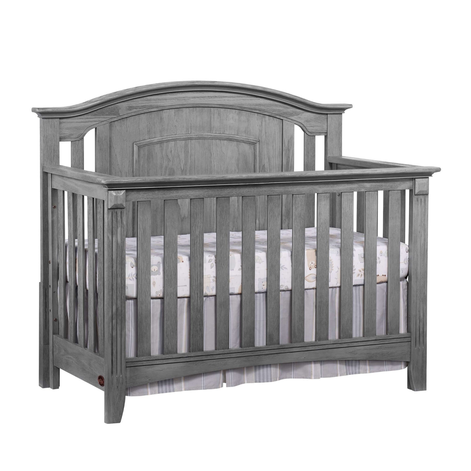 Willowbrook 4-in-1 Convertible Crib - Inclined Side View of Willowbrook 4-in-1 Convertible Crib Graphite Gray