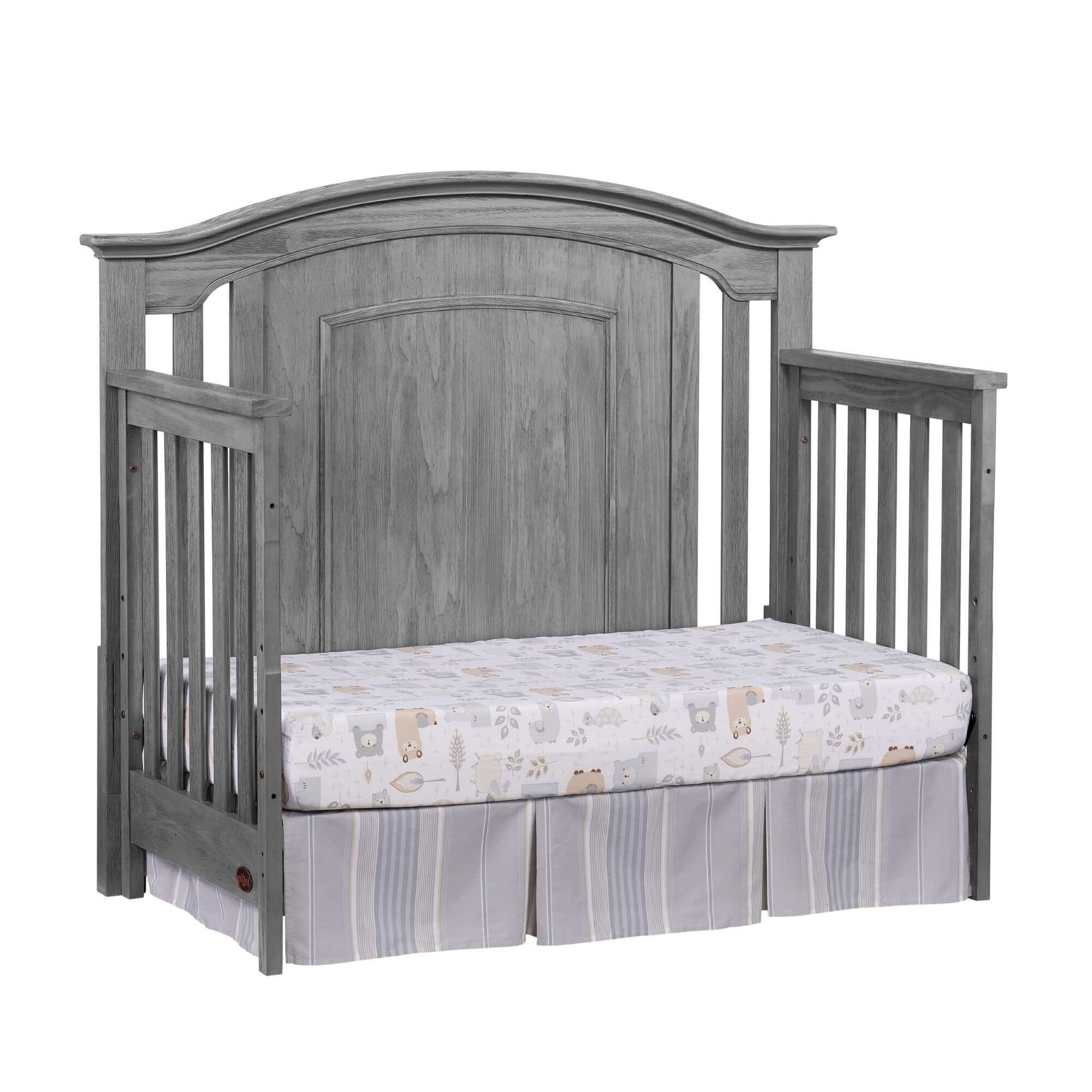 Willowbrook 4-in-1 Convertible Crib - Inclined Side View of Willowbrook Daybed Graphite Gray