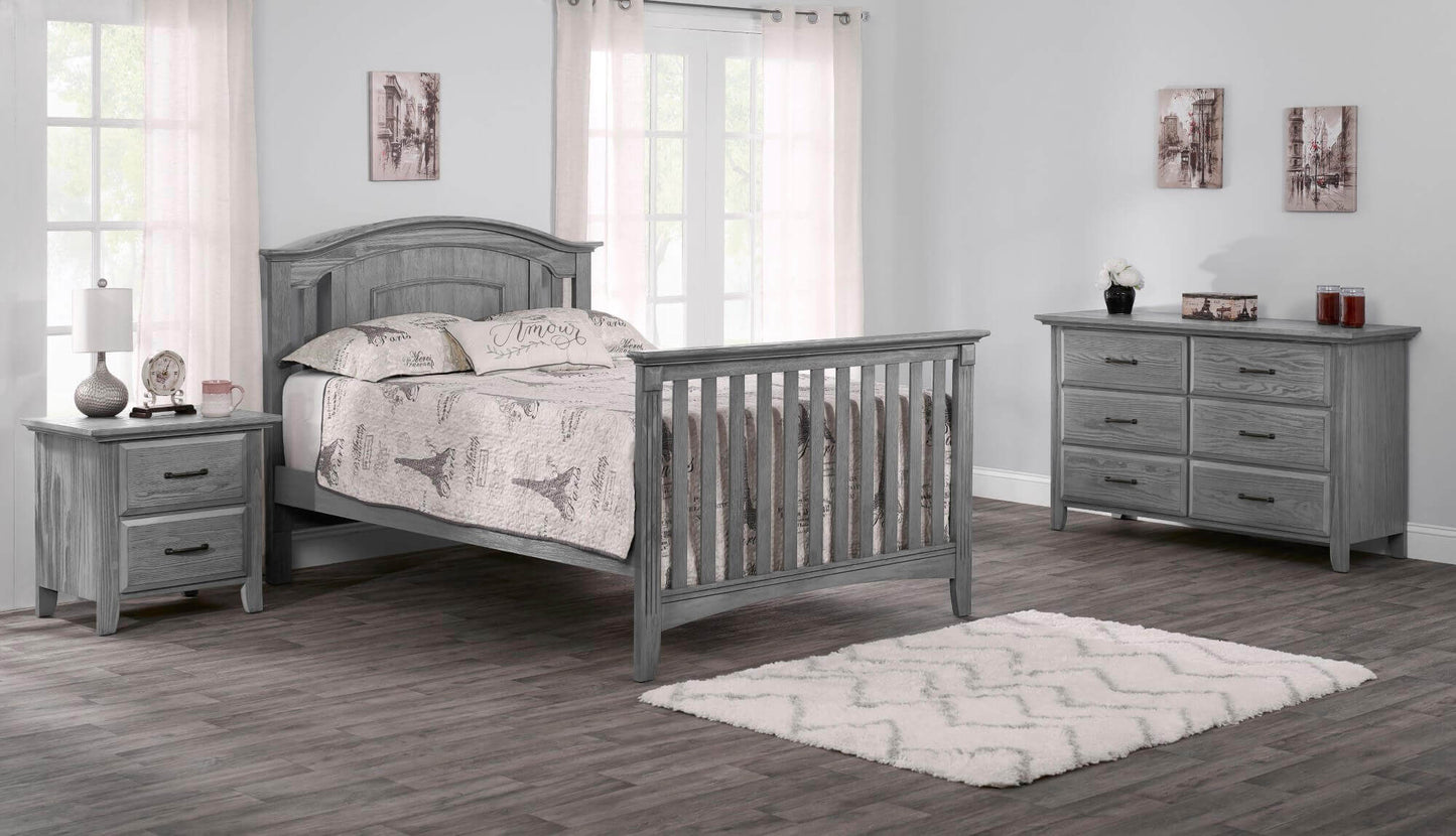 Willowbrook 4-in-1 Convertible Crib- Lifestyle Image Inclined Side View of Willowbrook Full Sized Bed White