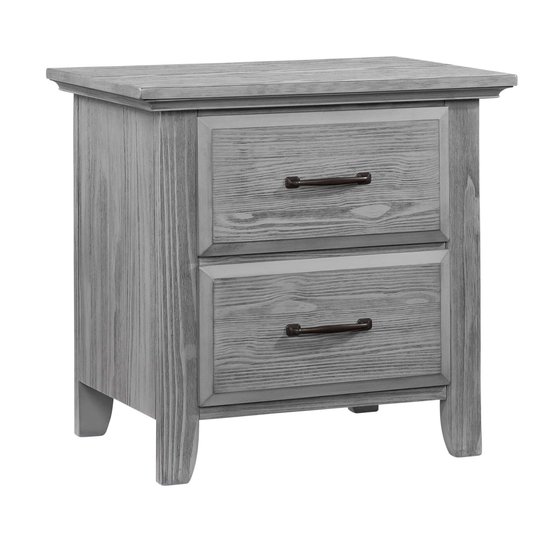 Willowbrook 2 Drawer Nightstand - Inclined Side View of Willowbrook 2 Drawer Nightstand Graphite Gray