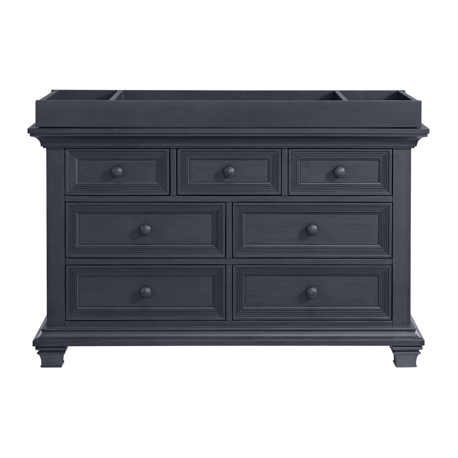 Weston 7 Drawer Dresser - Front View of Weston 7 Drawer Dresser Midnight Slate with Changing Topper