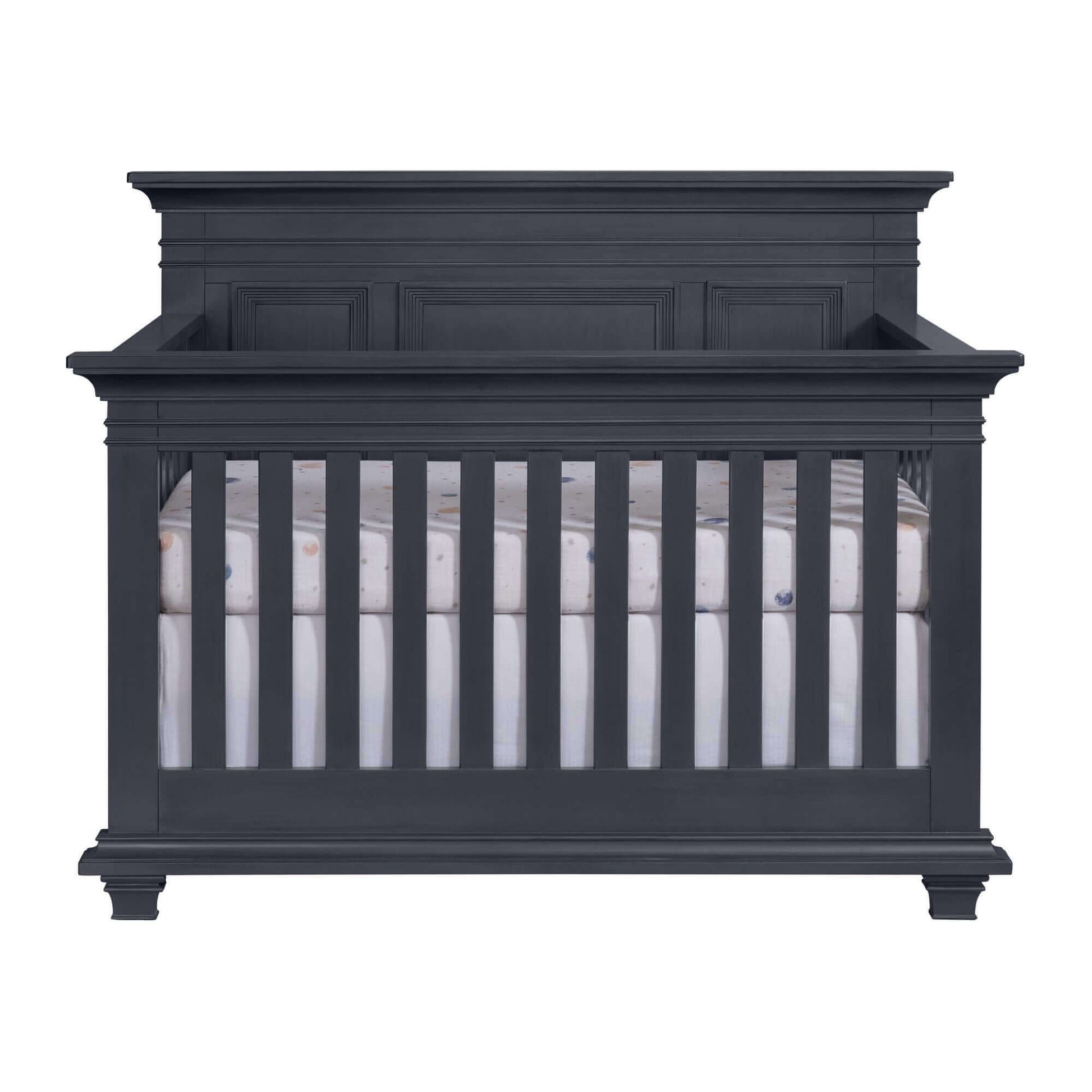 Weston 4 In 1 Convertible Crib - Front View of Weston 4 In 1 Convertible Crib Midnight Slate
