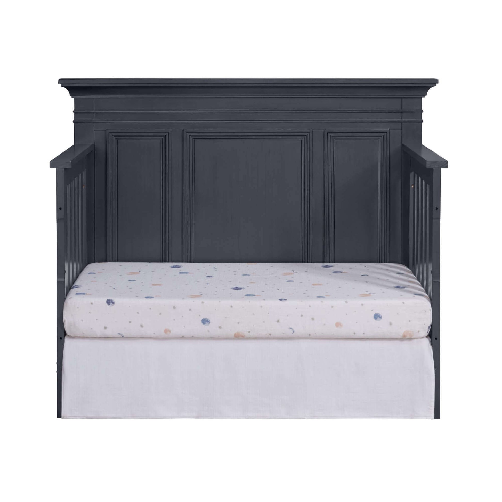 Weston 4 In 1 Convertible Crib - Front View of Weston Daybed Midnight Slate