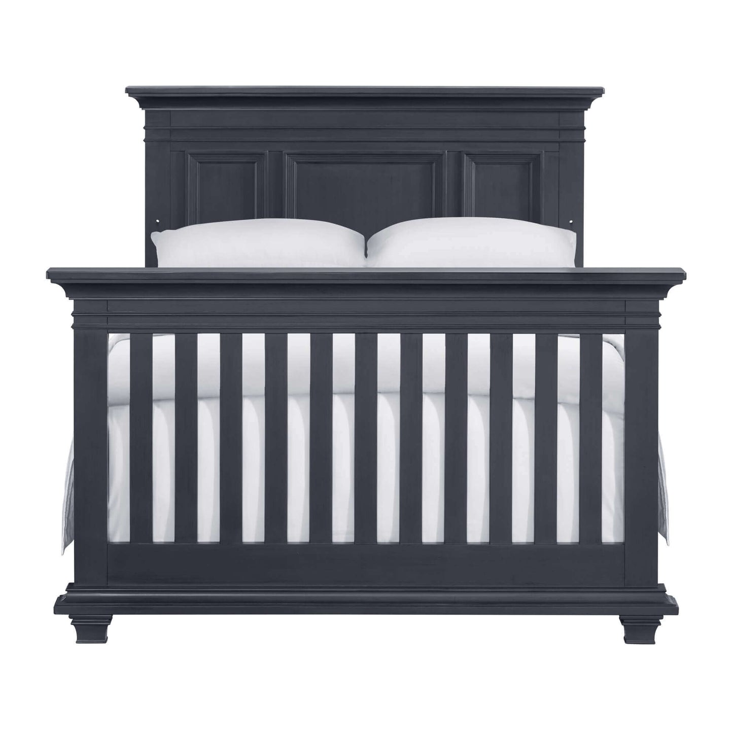 Weston 4 In 1 Convertible Crib - Front View of Weston Full Sized Bed Midnight Slate