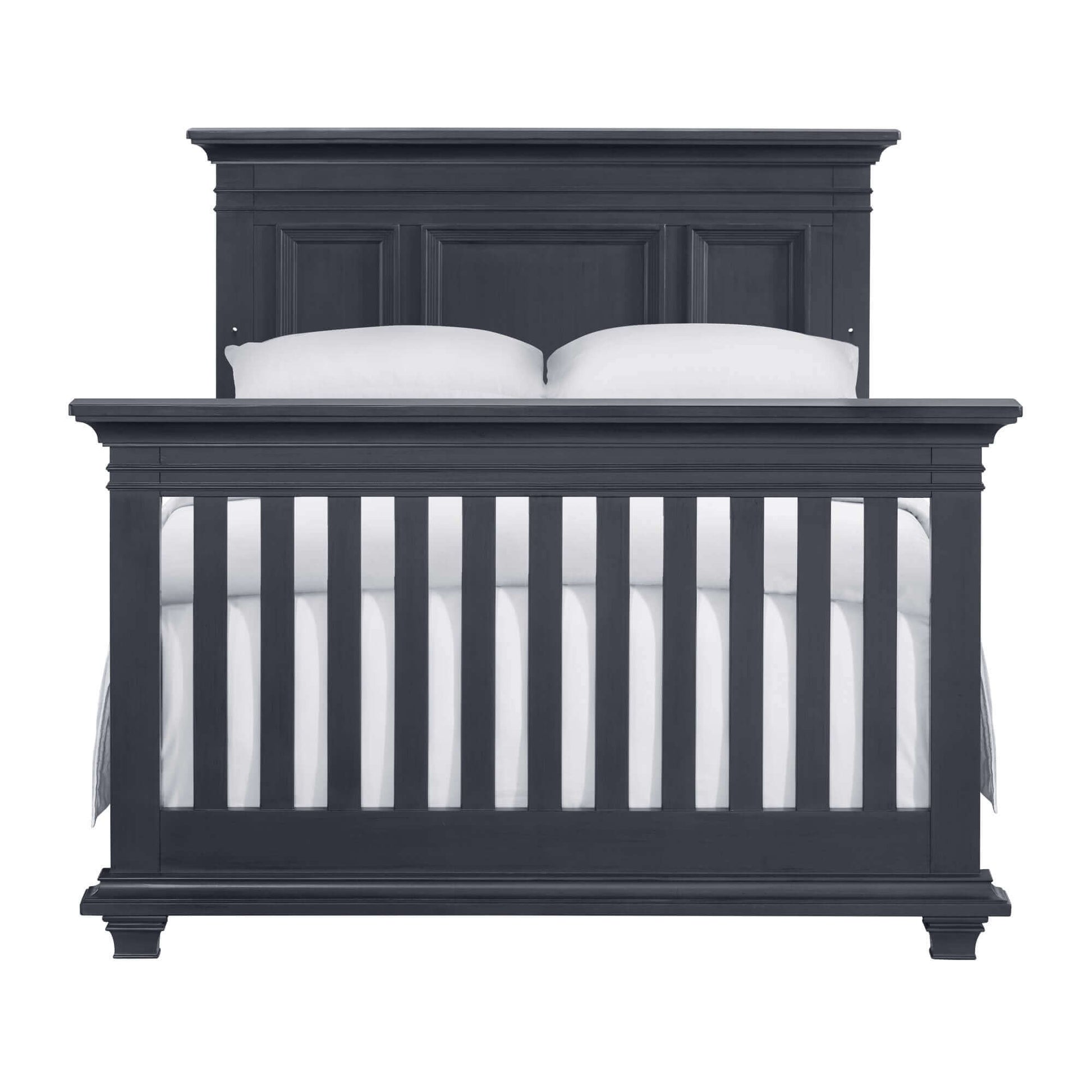 Weston 4 In 1 Convertible Crib - Front View of Weston Full Sized Bed Midnight Slate
