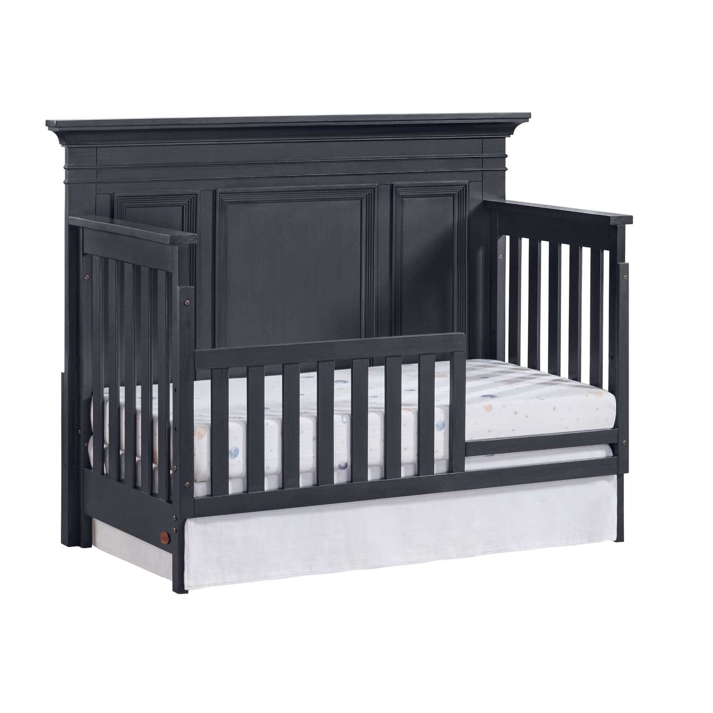 Weston Guard Rail - Side Inclined View of Weston Crib With Weston Guard Rail Midnight Slate