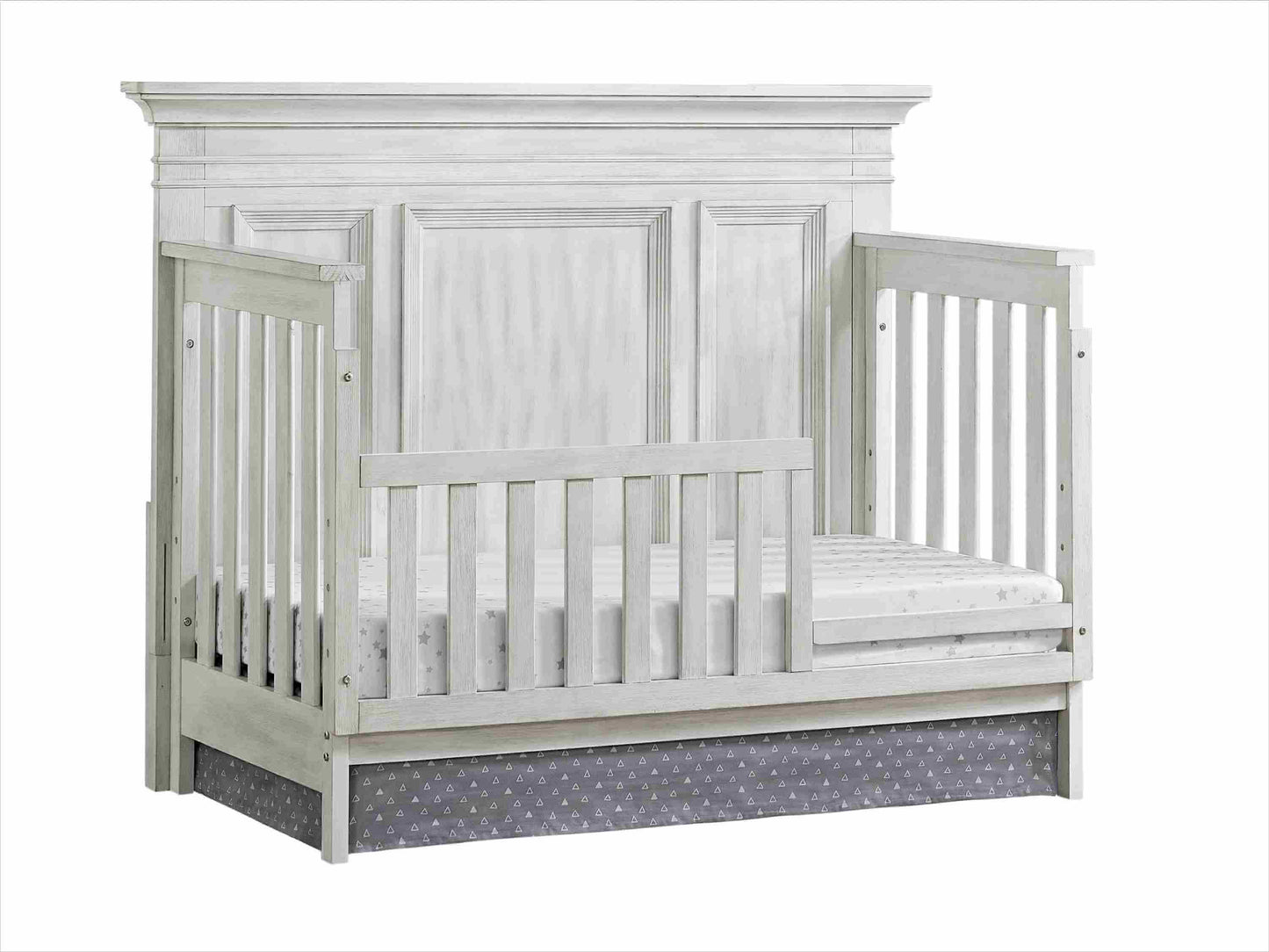 Weston Guard Rail - Side Inclined View of Weston Crib With Weston Guard Rail White