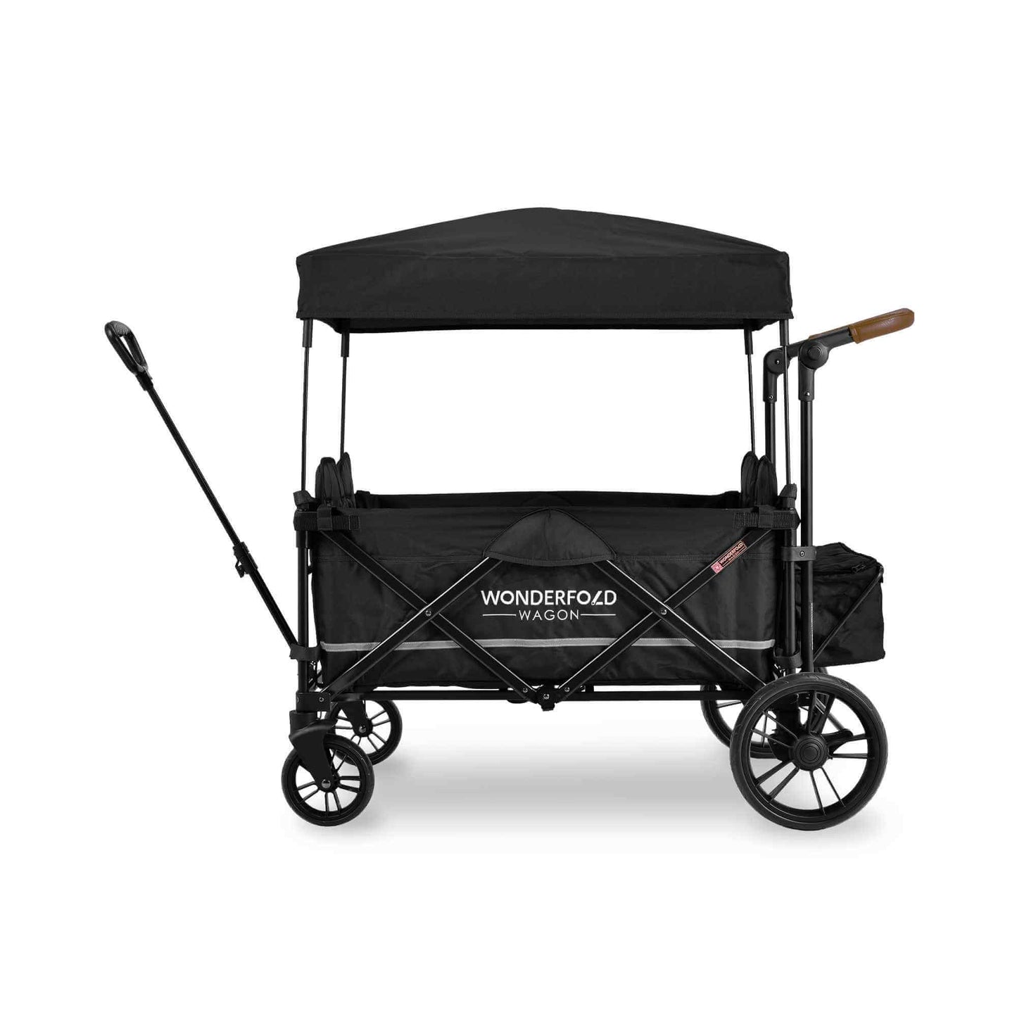 X4 Push + Pull Quad Stroller Wagon - Side View of X4 Push + Pull Quad Stroller Wagon Black