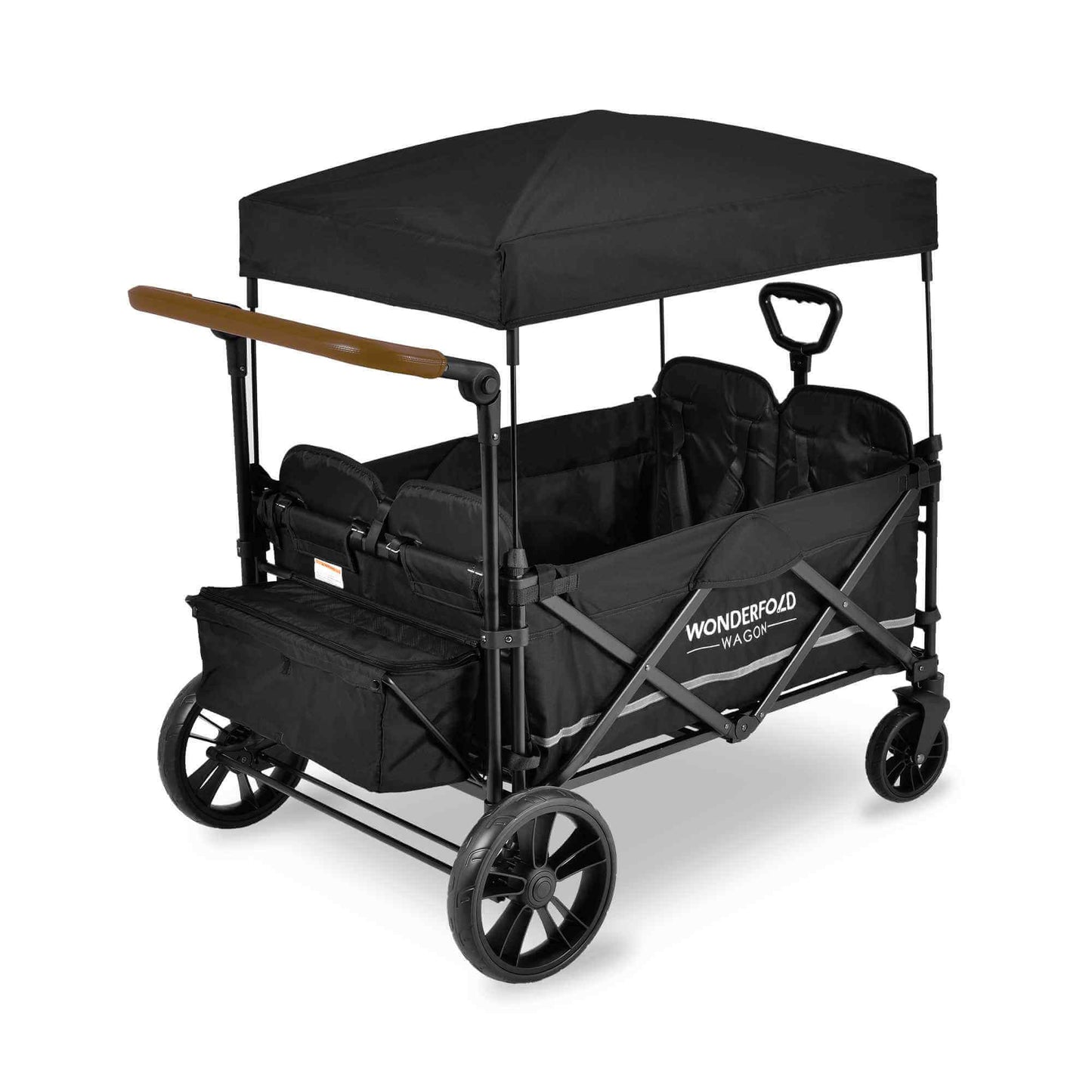 X4 Push + Pull Quad Stroller Wagon - Inclined Side View of X4 Push + Pull Quad Stroller Wagon Navy