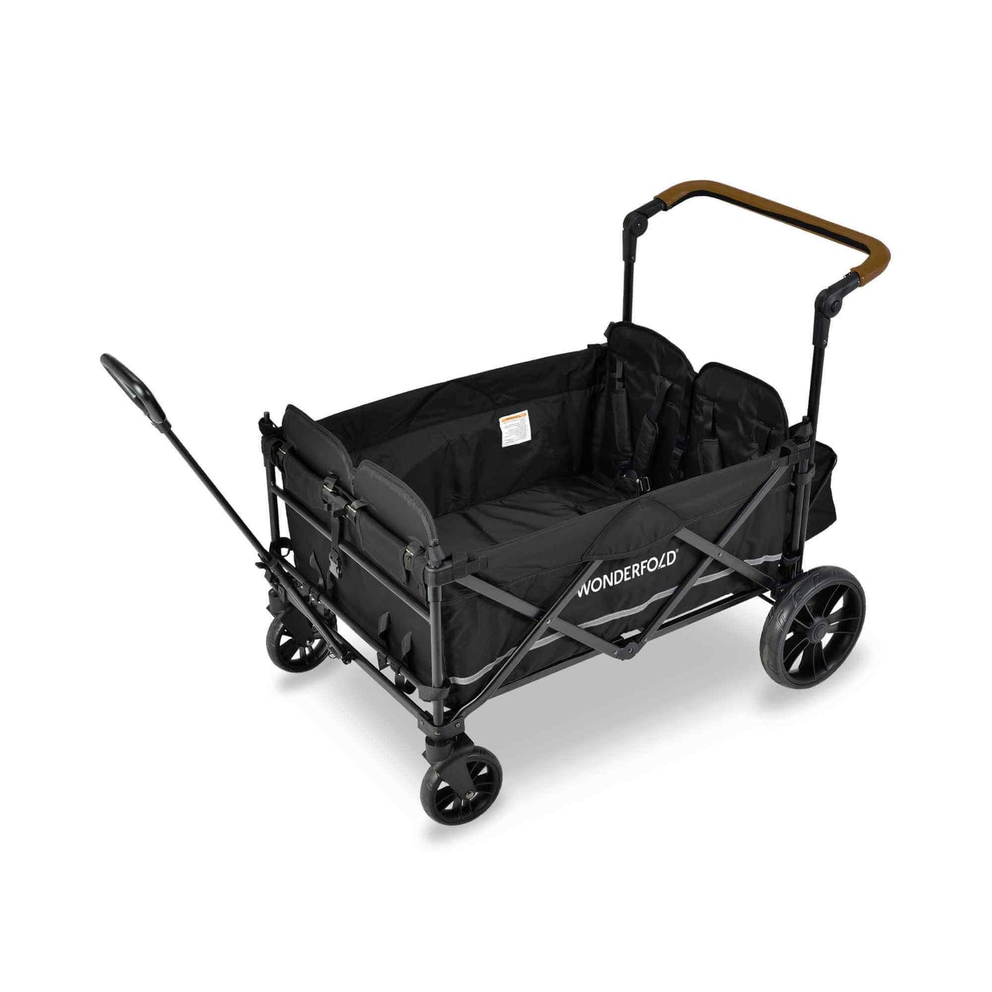 X4 Push + Pull Quad Stroller Wagon - Top Inclined Side View of X4 Push + Pull Quad Stroller Wagon Black
