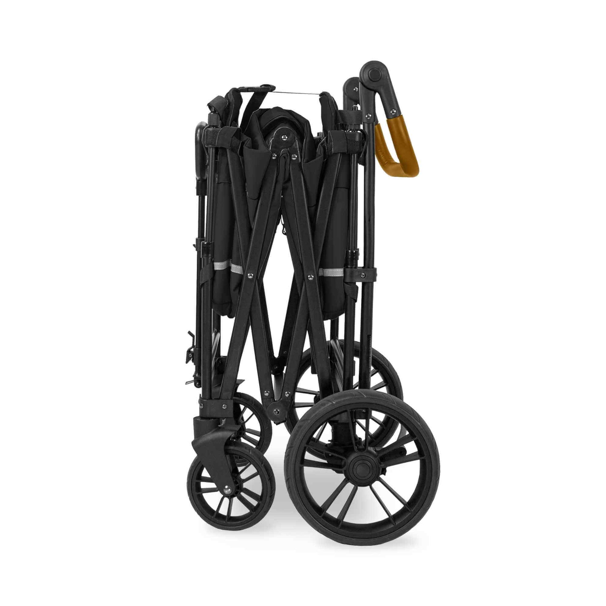 X4 Push + Pull Quad Stroller Wagon - Side View of Folded X4 Push + Pull Quad Stroller Wagon Black