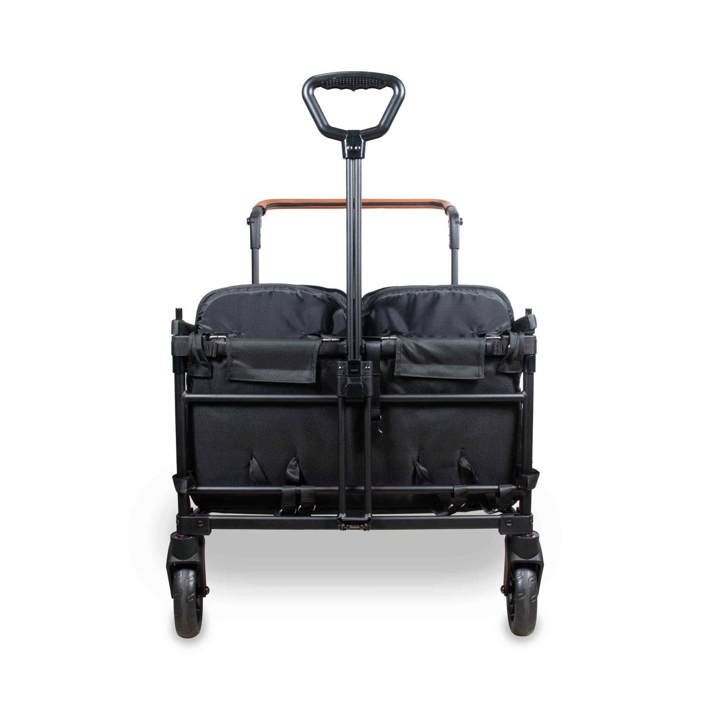 X4 Push + Pull Quad Stroller Wagon - Front View of X4 Push + Pull Quad Stroller Wagon Black Without Canopy