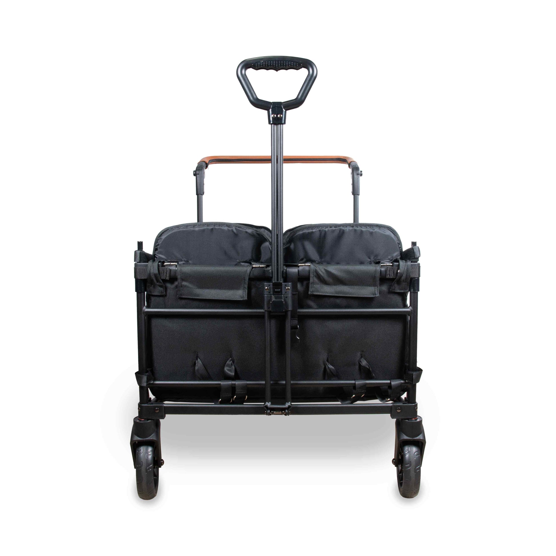 X4 Push + Pull Quad Stroller Wagon - Front View of X4 Push + Pull Quad Stroller Wagon Black Without Canopy