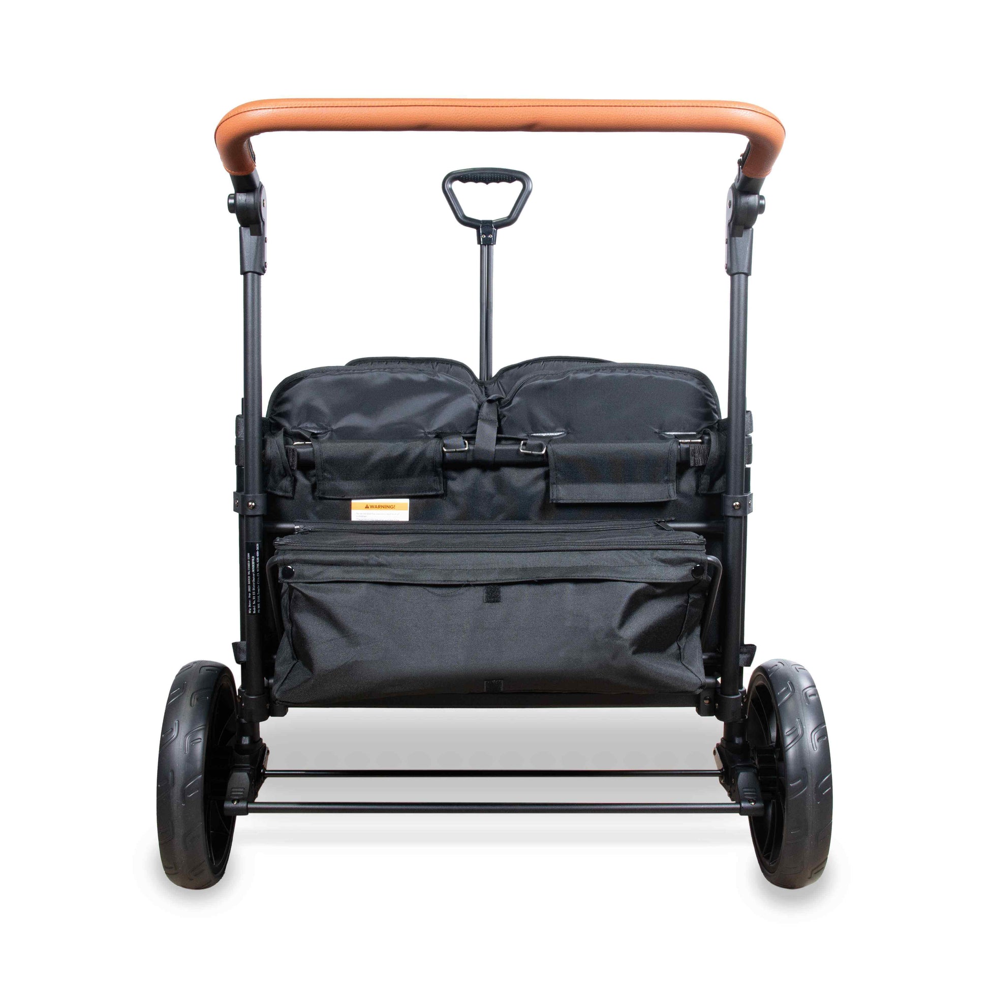 X4 Push + Pull Quad Stroller Wagon - Front View of X4 Push + Pull Quad Stroller Wagon Black Without Canopy