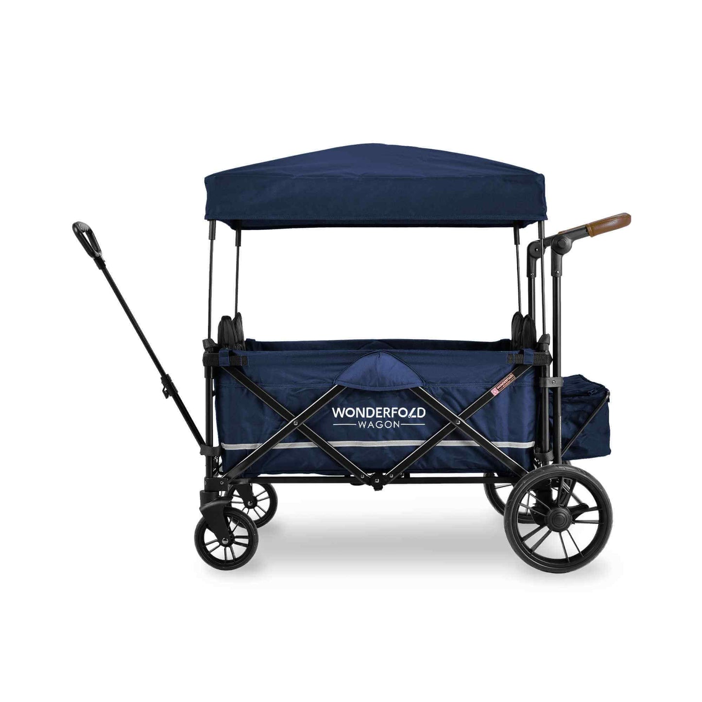 X4 Push + Pull Quad Stroller Wagon - Side View of X4 Push + Pull Quad Stroller Wagon Navy