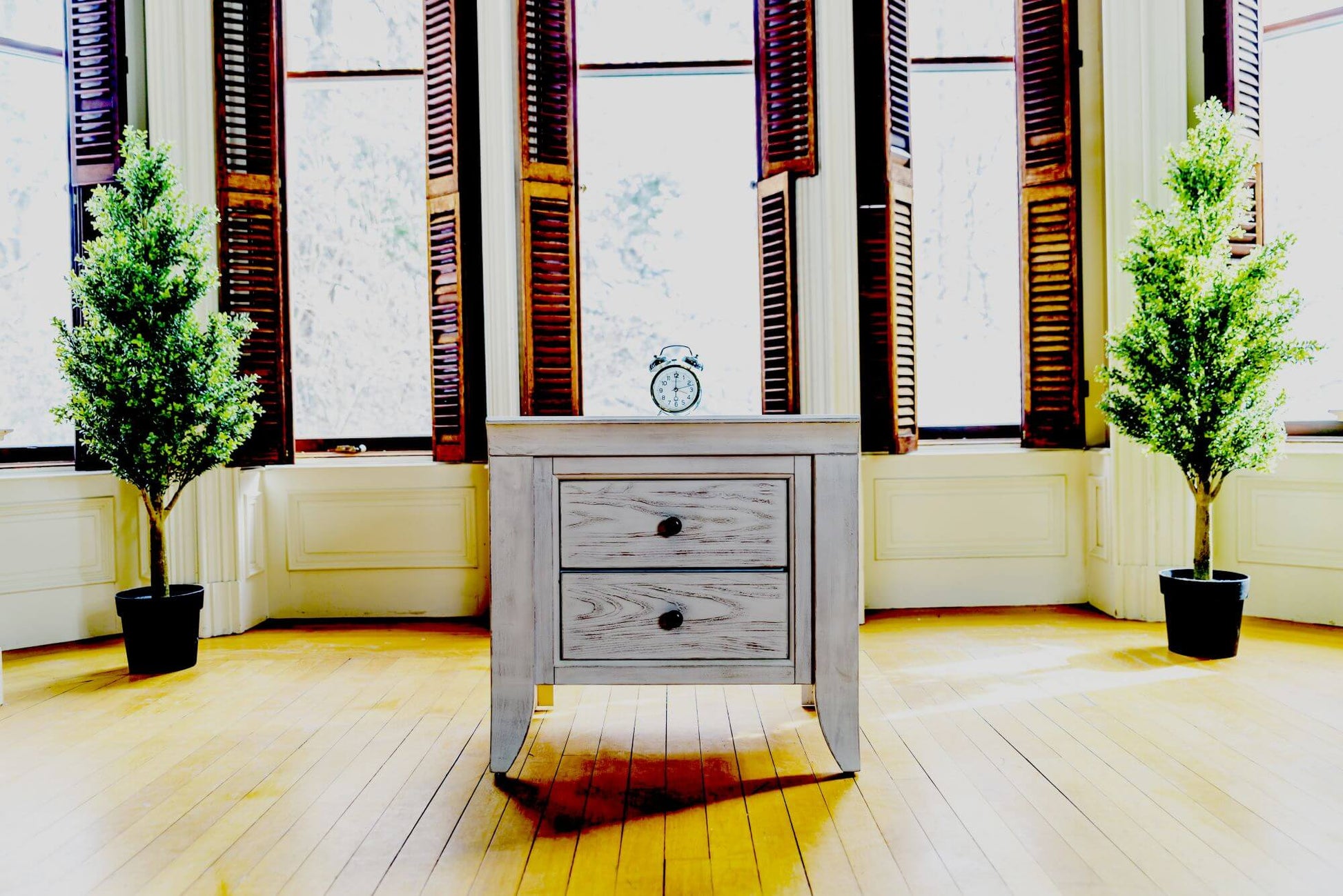 Cameo 2 Drawer Nightstand - Lifestyle Image Front View Cameo 2 Drawer Nightstand Toast