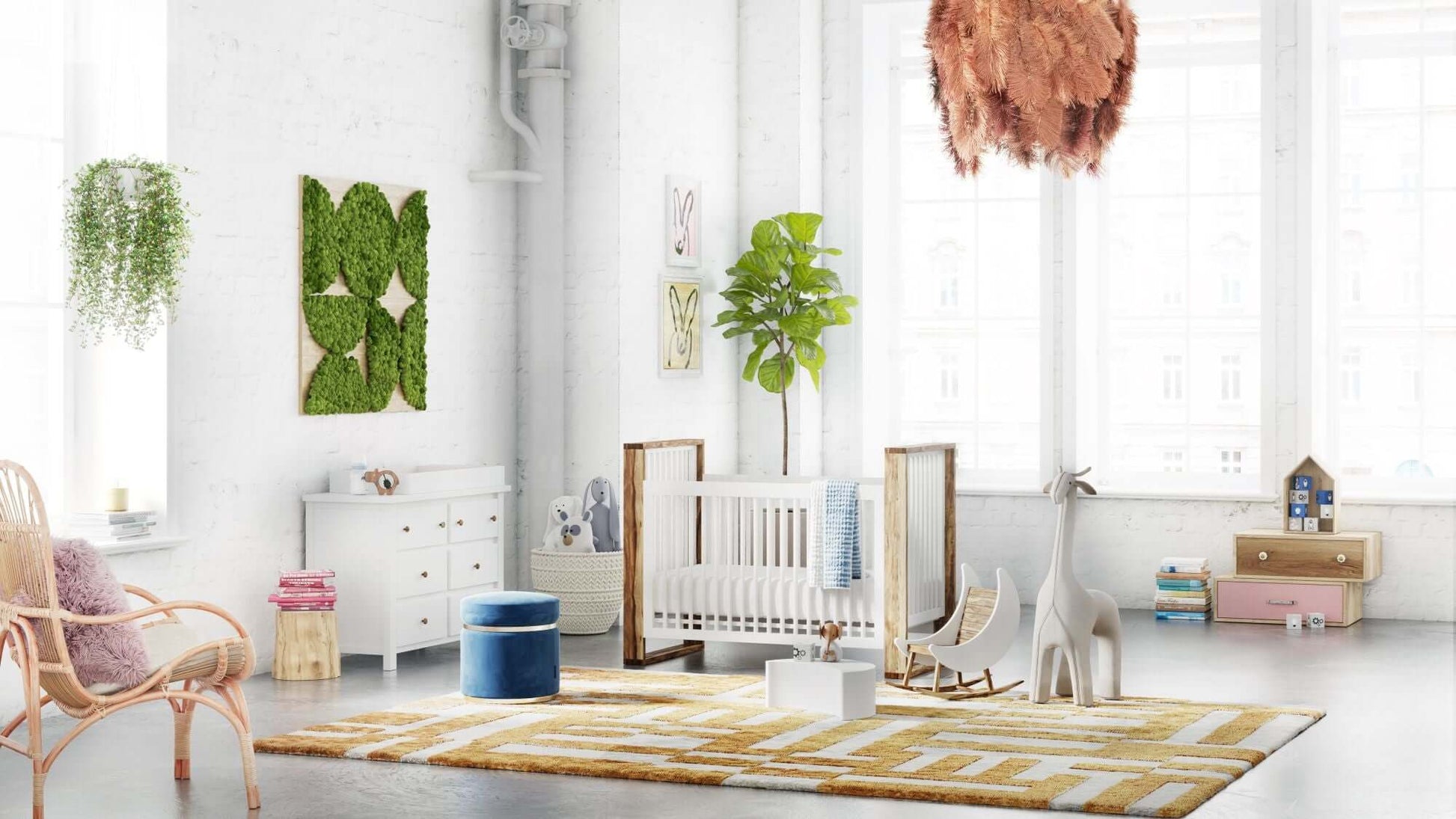 True Traditional 3 in 1 Crib - Lifestyle Image of Traditional 3 in 1 Crib Acacia With Snow